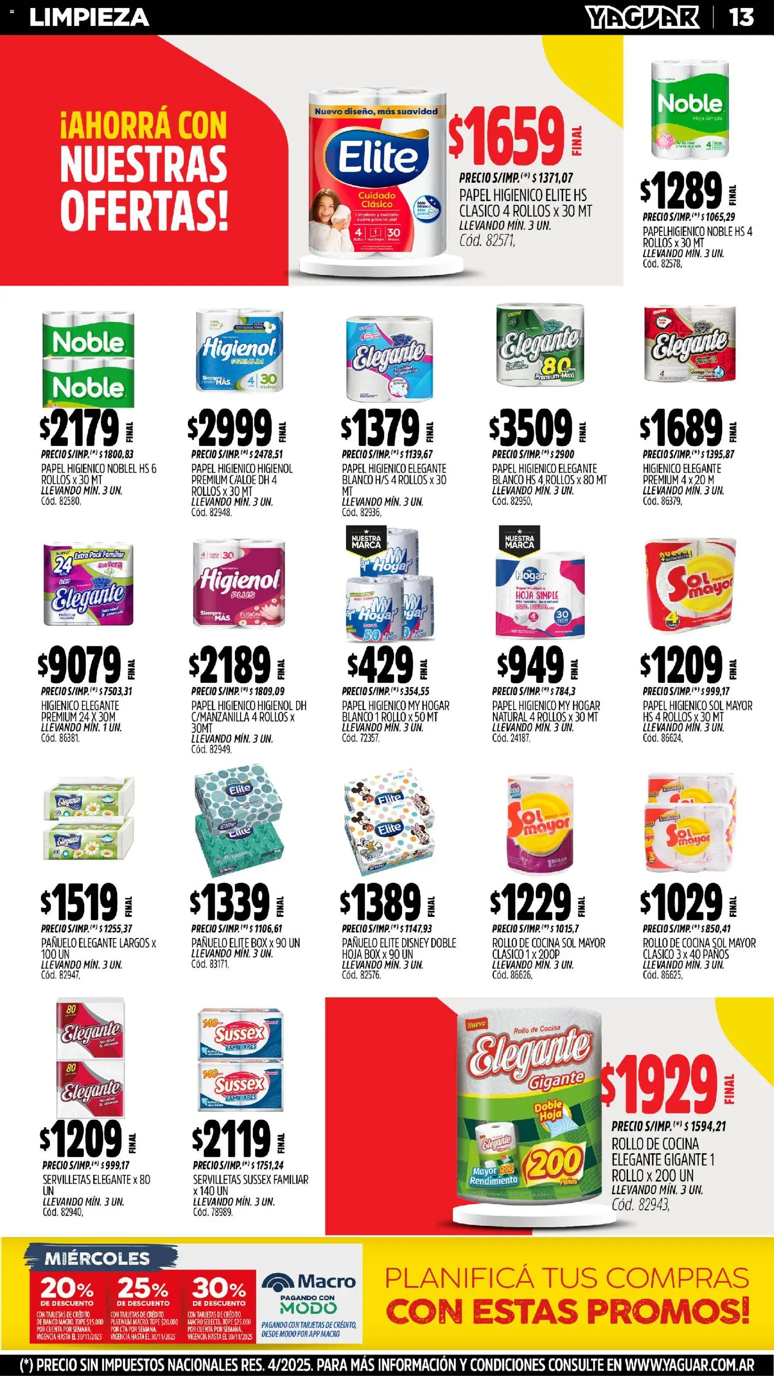 Yaguar - Neuquén │ válido desde el 17.11.2025 | Página: 14 | Productos: Pañuelo, Cocina, Banco, Servilletas