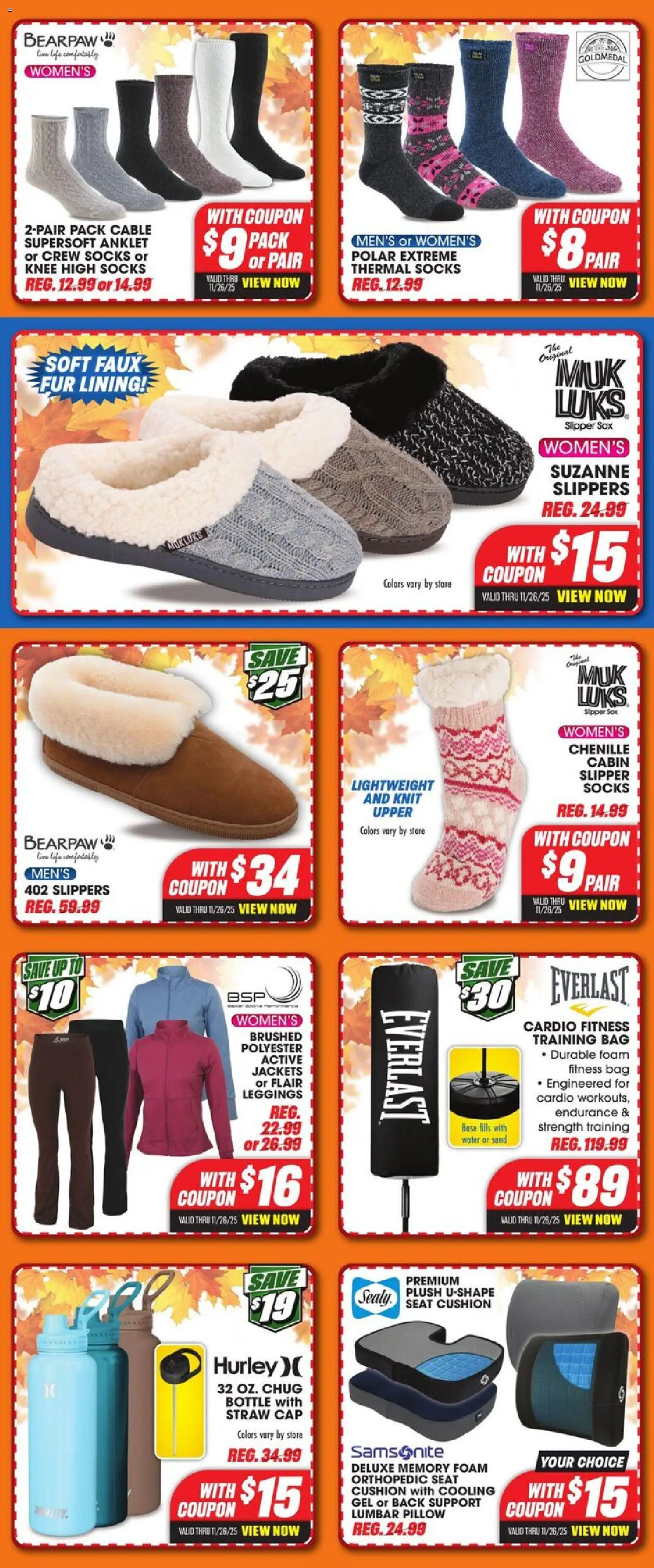 Big 5 Sporting Goods Weekly Ad - valid from 21.11.2025 | Page: 2 | Products: Pillow, Socks, Leggings, Water