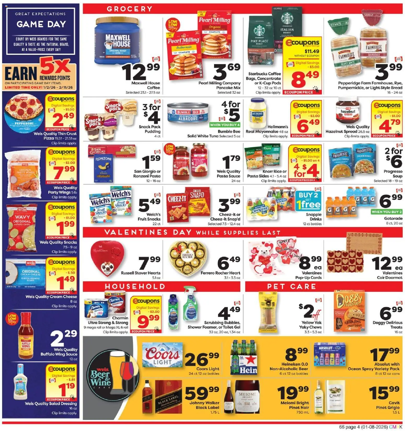 Weis Weekly Circular - NJ - valid from 08.01.2026 | Page: 4 | Products: Beer, Pasta, Cream, Game