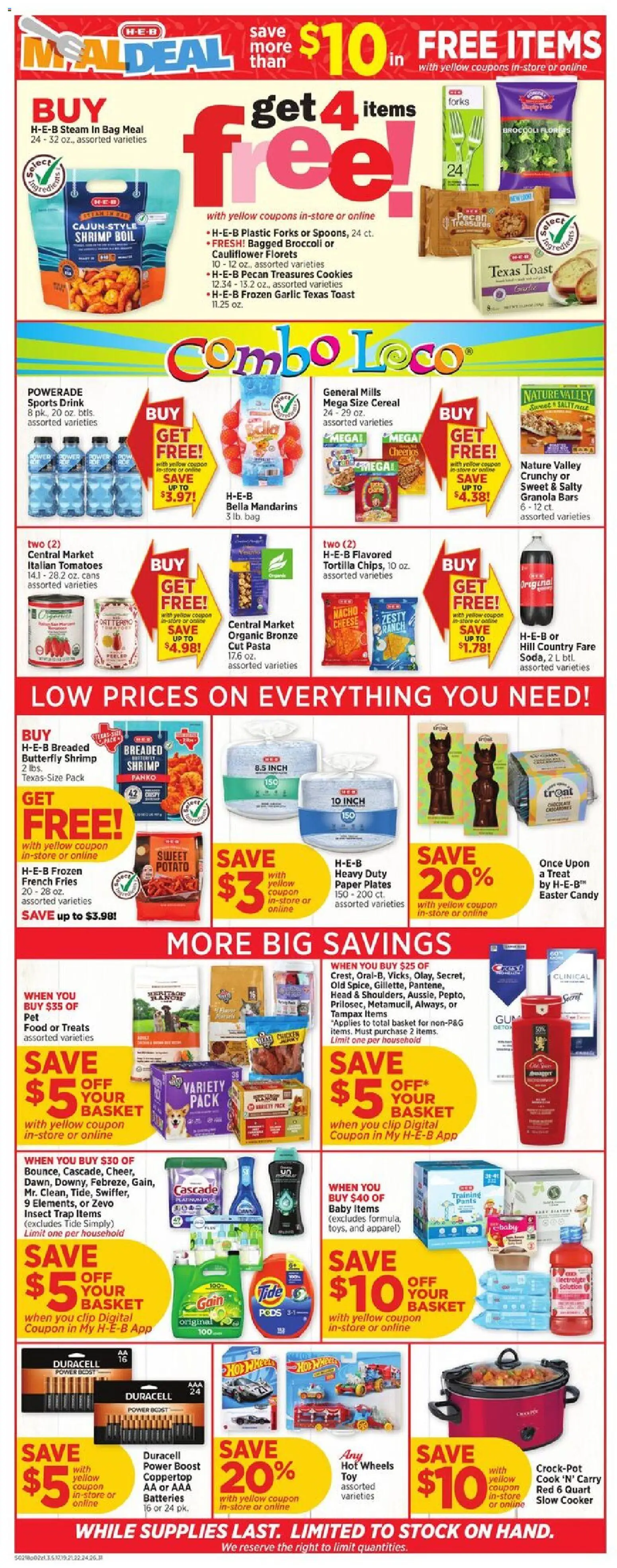 H-E-B Weekly Ad - valid from 18.02.2026 | Page: 2 | Products: Cooker, Pants, Cauliflower, Bag