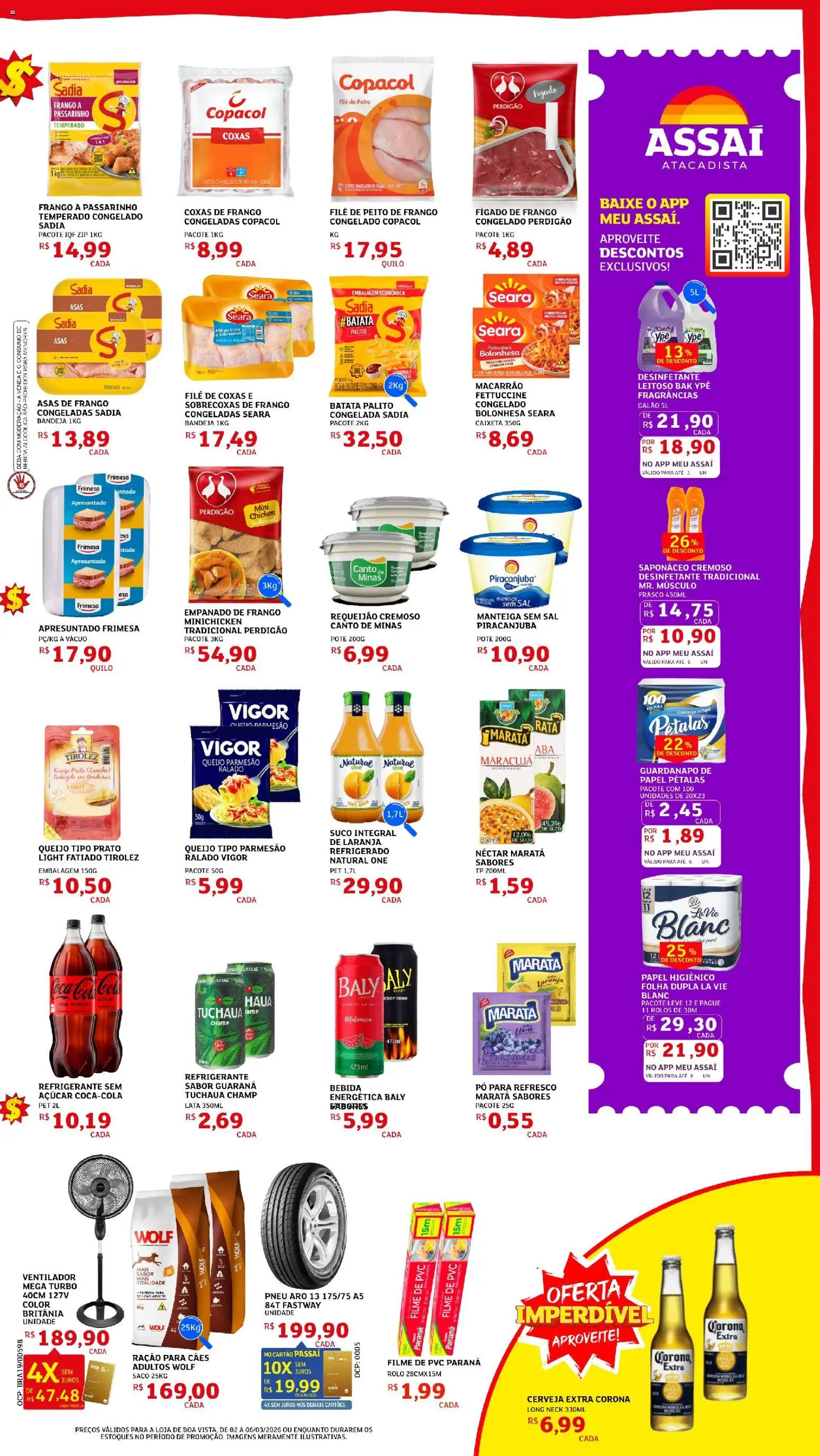 Assaí Atacadista Folheto - válido de 02.03.2026 | Página: 3 | Produtos: Suco, Parmesão, Açúcar, Sal