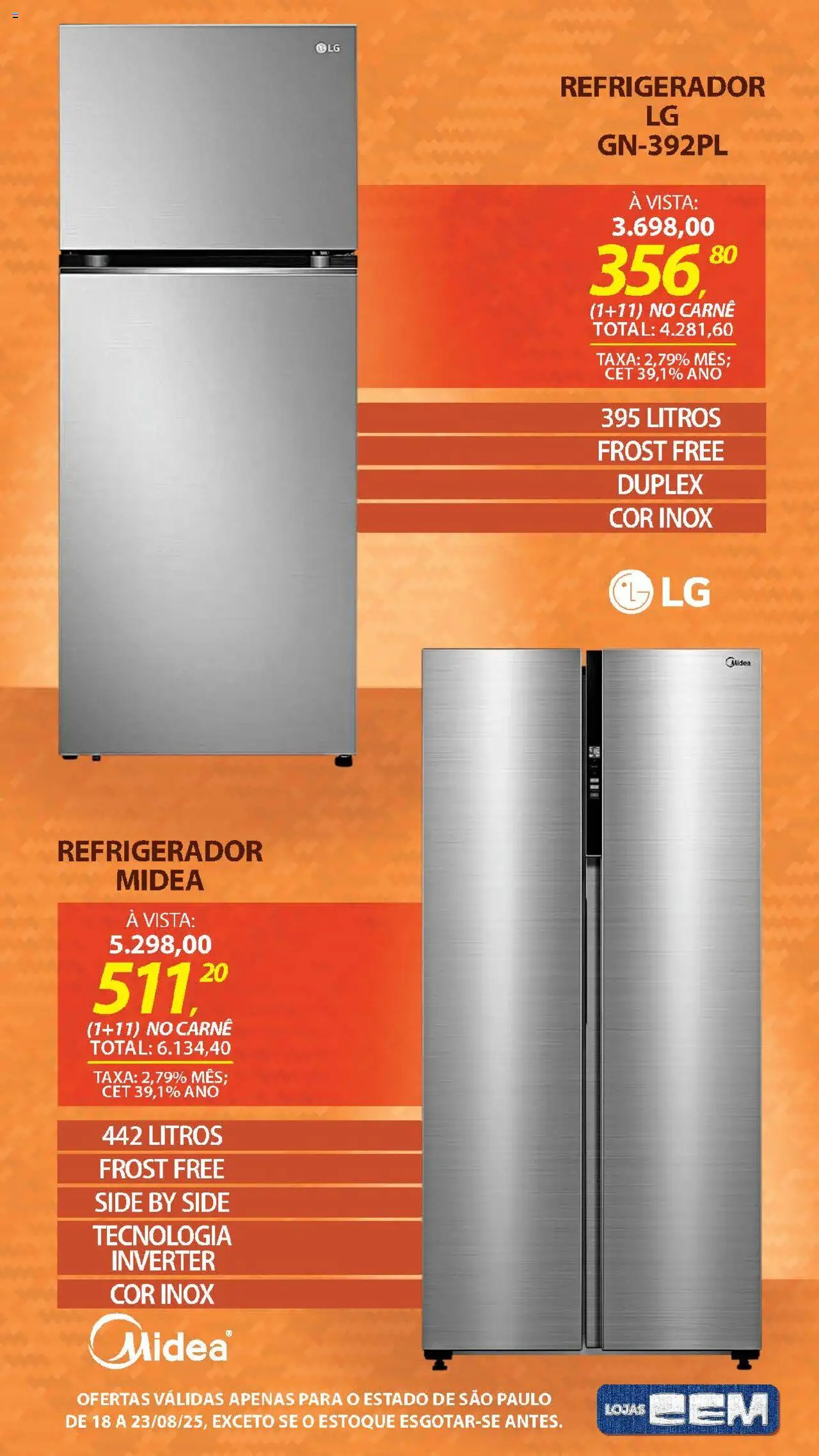 Lojas Cem Folheto - válido de 18.08.2025 | Página: 20 | Produtos: Refrigerador, Carne