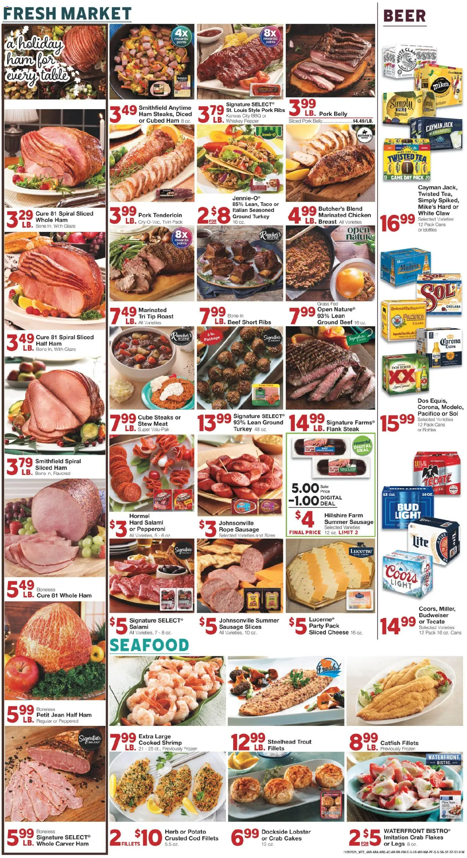 United Supermarkets Weekly Ad - valid from 04.11.2025 | Page: 4 | Products: Cheese, Tea, Seafood, Game