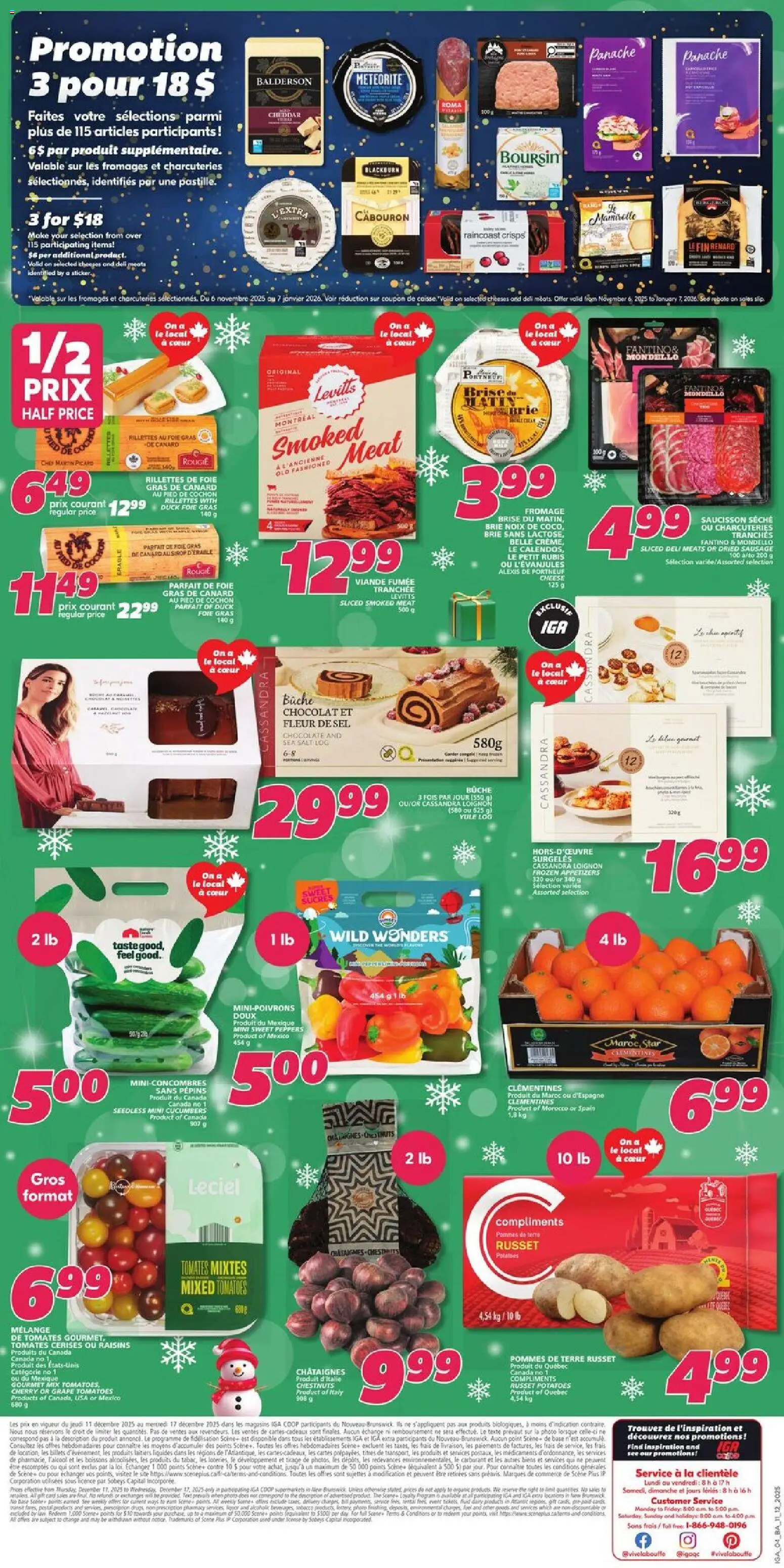 IGA flyer valid from 11.12.2025 | Page: 4 | Products: Cucumbers, Potatoes, Cheese, Tomatoes