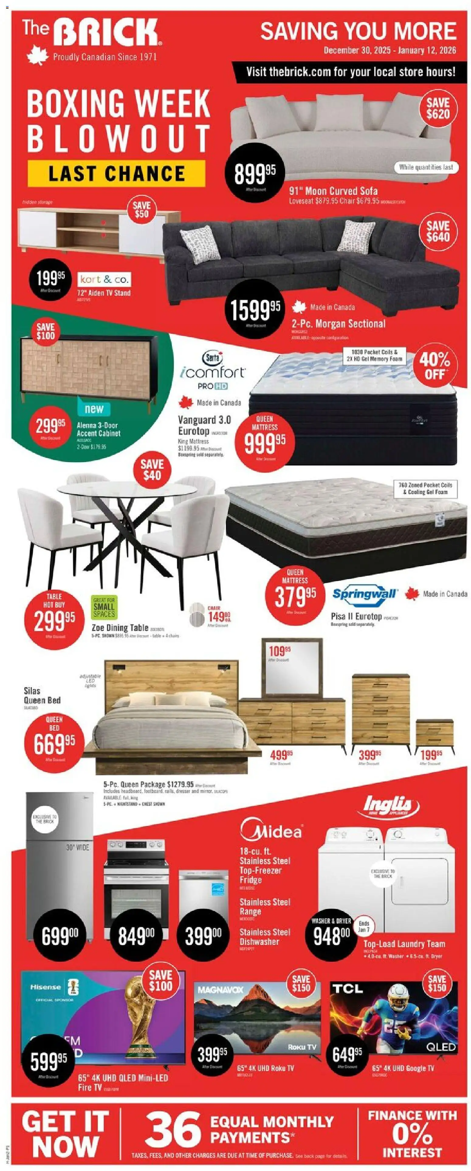 The Brick flyer valid from 30.12.2025 | Page: 3 | Products: Dryer, Dishwasher, Bed, Sofa