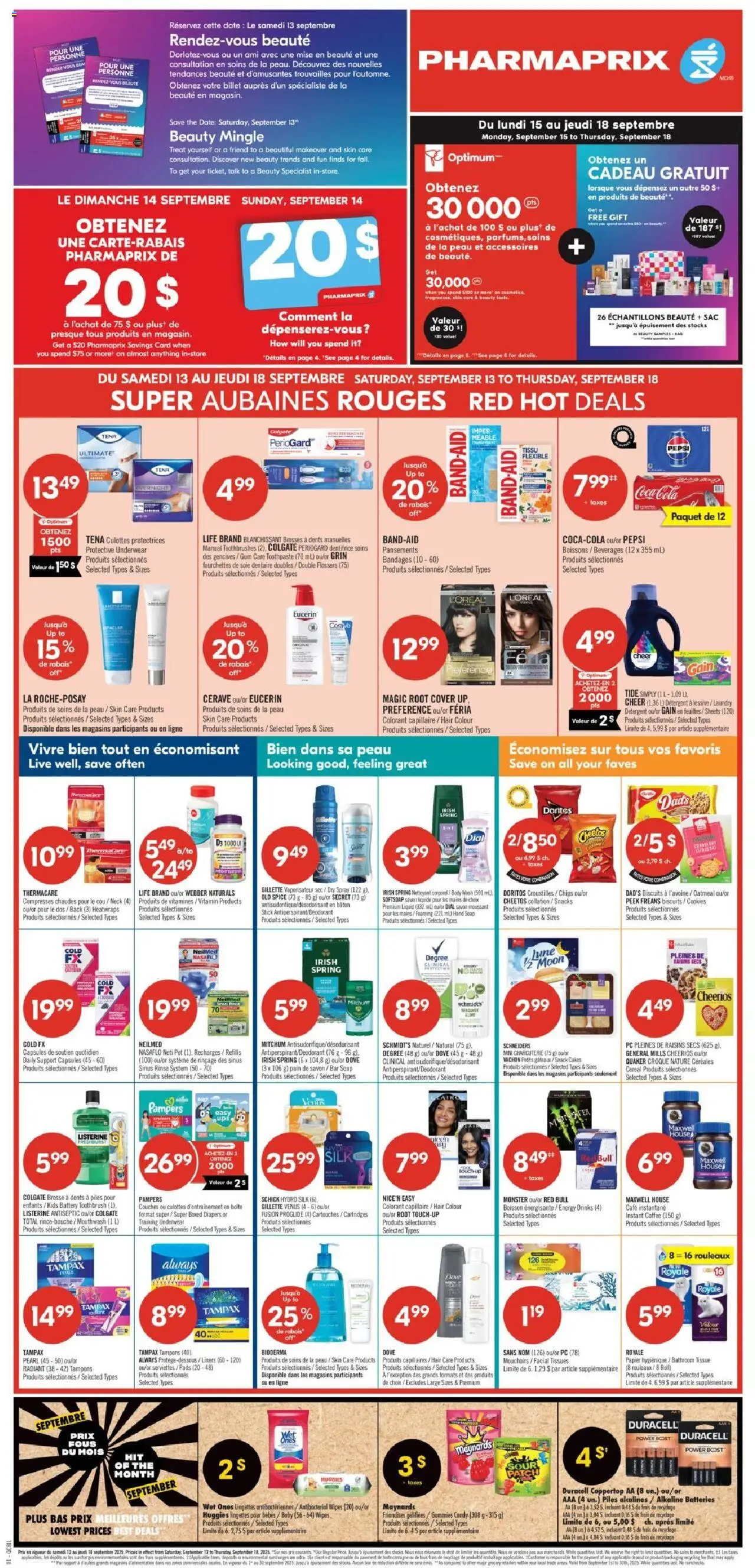 Pharmaprix flyer valid from 13.09.2025 | Page: 3 | Products: Cookies, Toothpaste, Mouthwash, Detergent