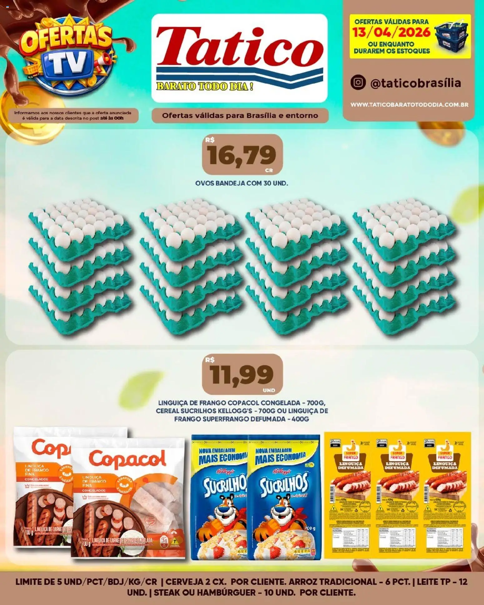 Tatico Folheto - válido de 14.04.2026 | Página: 20 | Produtos: Linguiça, Ovos, Arroz, Sucrilhos