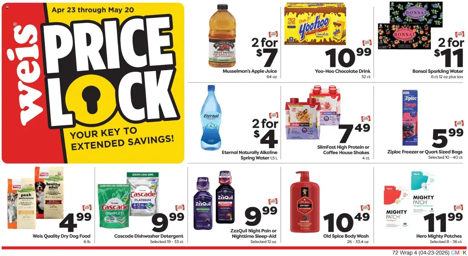 Weis Weekly Circular - WV - valid from 23.04.2026 | Page: 3 | Products: Chocolate, Juice, Body Wash, Dishwasher