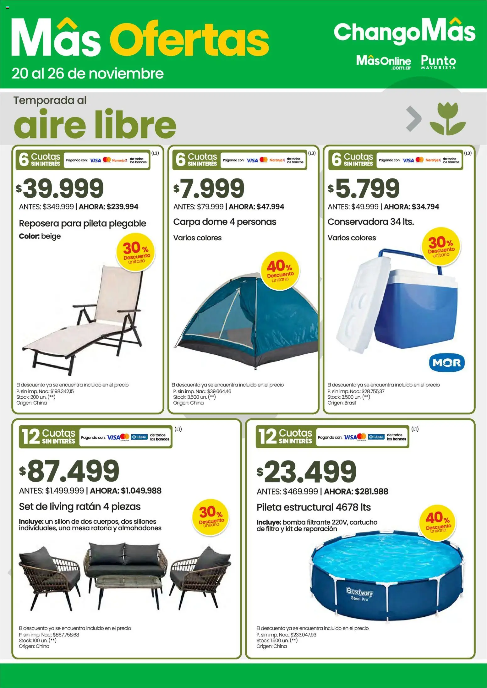 Changomas ofertas │ válido desde el 20.11.2025 | Página: 10 | Productos: Conservadora, Reposera, Sillón, Mesa