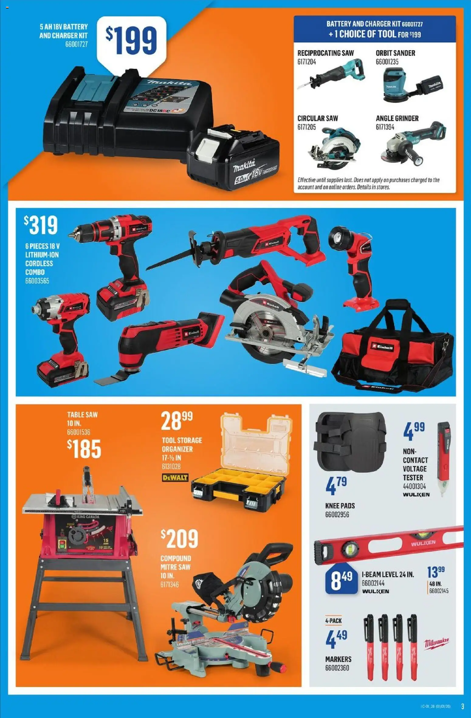 Canac flyer valid from 01.01.2026 | Page: 3 | Products: Grinder, Table, Battery