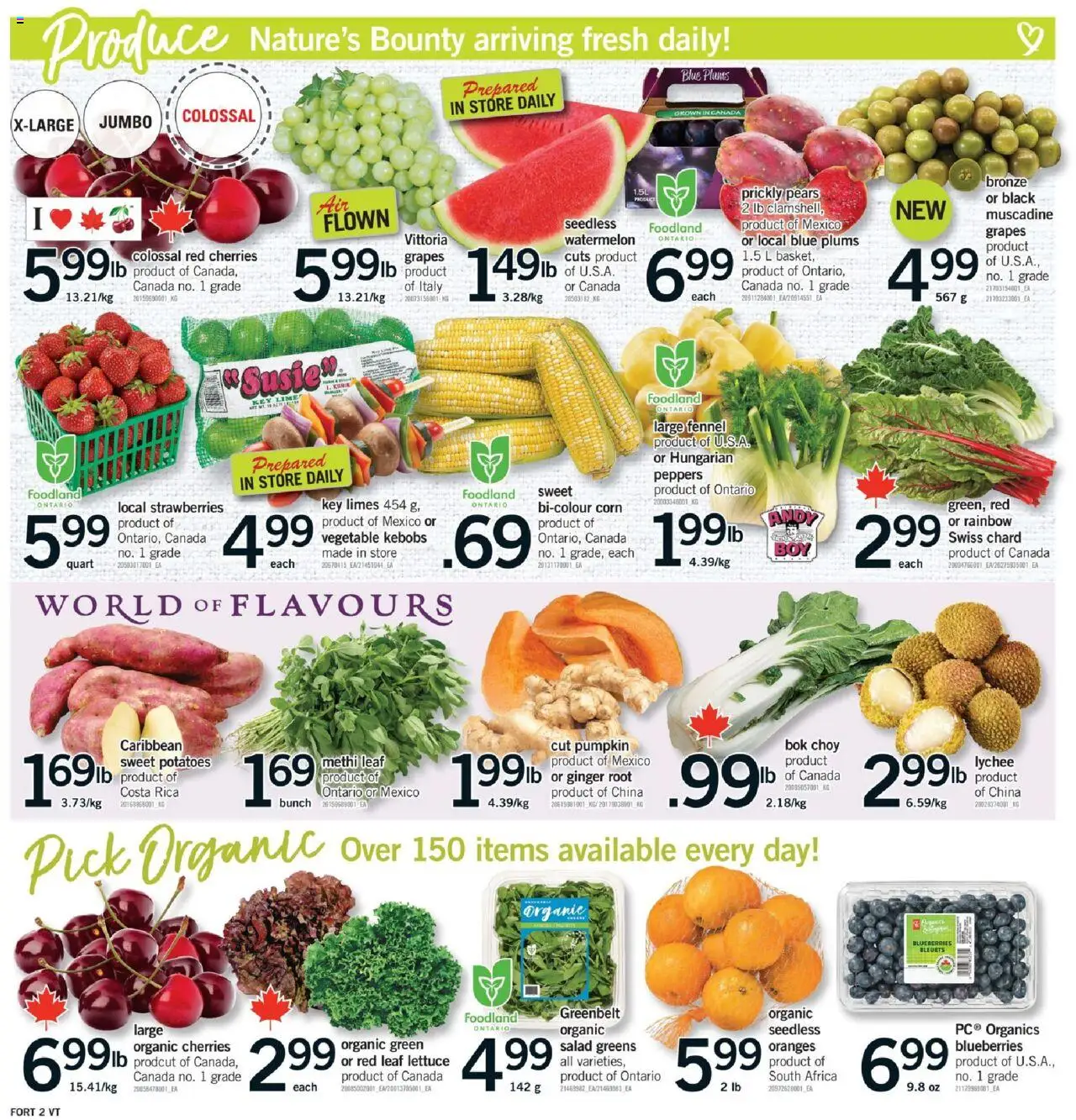 Fortinos flyer valid from 14.08.2025 | Page: 3 | Products: Strawberries, Salad, Potatoes, Pumpkin