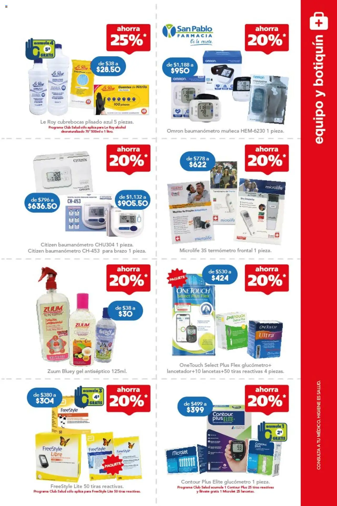 Nuevas ofertas de Farmacia San Pablo válidas en toda la República Mexicana desde el 10.08.2025. ¡Encuentra las mejores ofertas en Farmacia San Pablo catálogo! | Página: 7 | Productos: Termómetro, Guantes, Cubrebocas