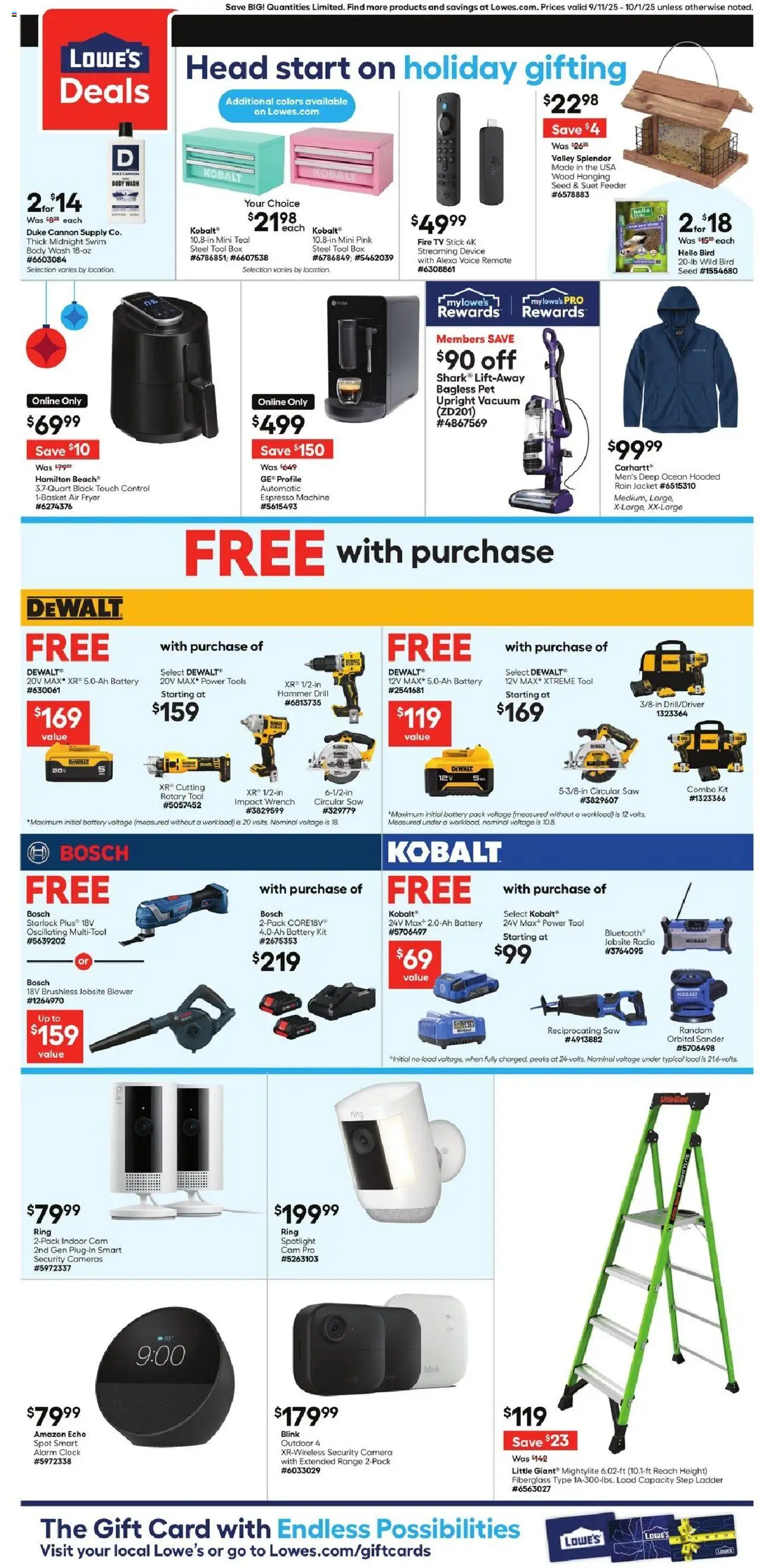 Lowe's Weekly Ad - valid from 11.09.2025 | Page: 4 | Products: Fryer, Ring, Reciprocating Saw, Alarm clock