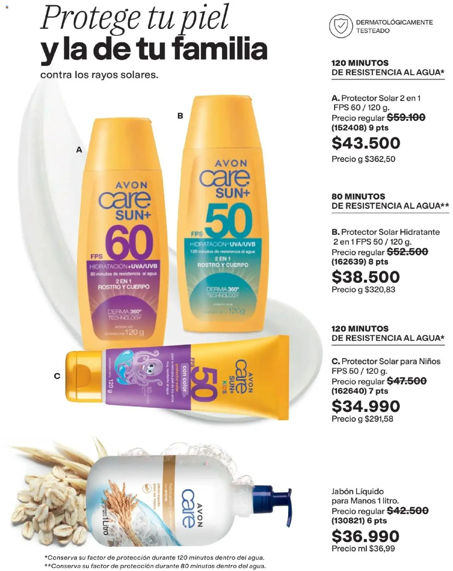 Avon revista - valida desde el 25.03.2026 | Página: 159 | Productos: Agua, Avena, Jabón líquido, Protector solar
