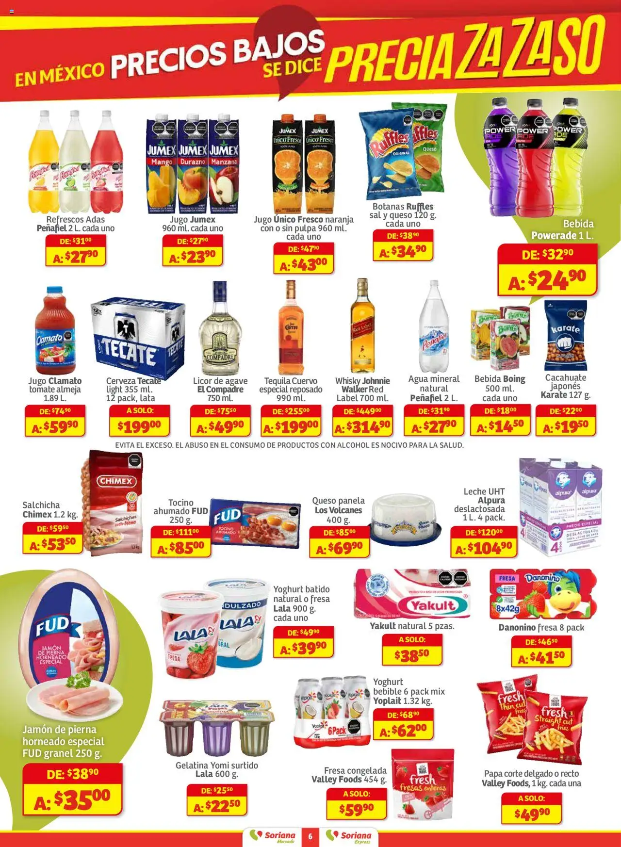 Nuevas ofertas de Soriana válidas en toda la República Mexicana desde el 25.09.2025. ¡Encuentra las mejores ofertas en Soriana - Pesito Valedor Mercado: Edo Mex, Valle De México, Gro, Hgo, Mor, Pue, Qto, Tlax, Ver! | Página: 6 | Productos: Gelatina, Salchicha, Agua, Fresas