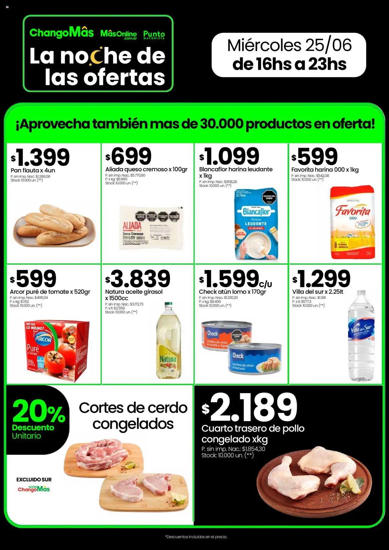 Changomas  Noche de ofertas │ válido desde el 25.06.2025 | Página: 3 | Productos: Vitaminas, Agua, Queso, Cerdo