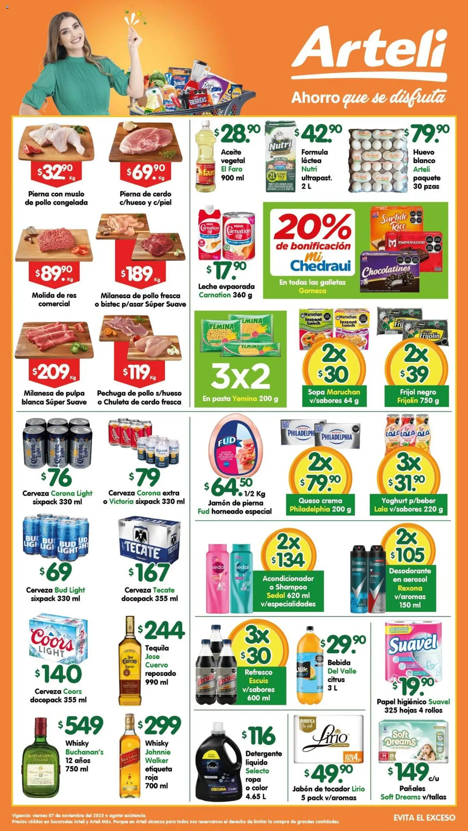 Nuevas ofertas de Arteli válidas en toda la República Mexicana desde el 07.11.2025. ¡Encuentra las mejores ofertas en Arteli folleto Tuxpan! | Página: 1 | Productos: Milanesa, Crema, Queso, Pañales