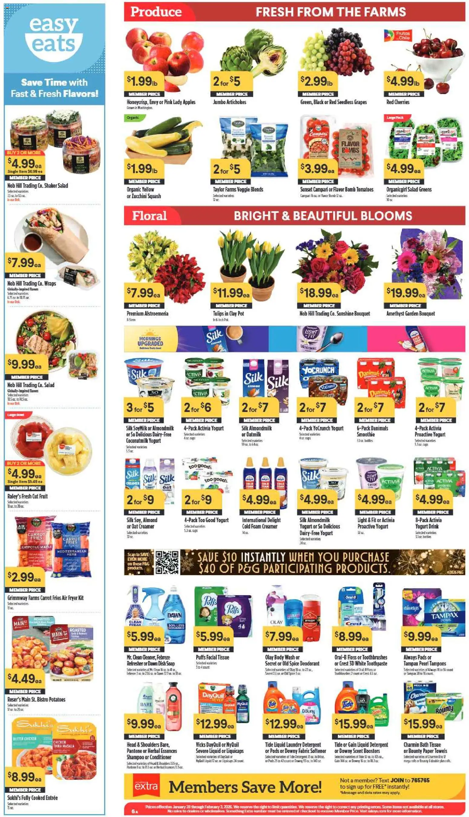 Raley's Weekly Ad - valid from 28.01.2026 | Page: 6 | Products: Shampoo, Yogurt, Pads, Salad