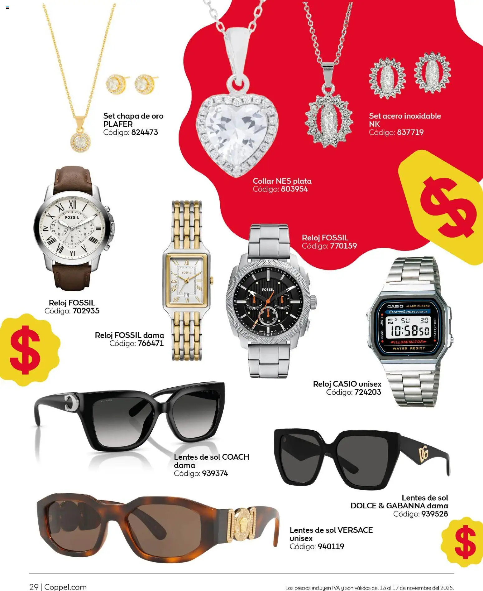 Nuevas ofertas de Coppel válidas en toda la República Mexicana desde el 13.11.2025. ¡Encuentra las mejores ofertas en Coppel Buen Fin! | Página: 30 | Productos: Lentes, Chapa, Collar, Reloj