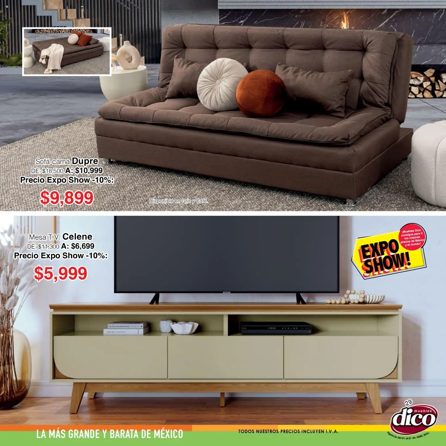 Nuevas ofertas de Muebles Dico válidas en toda la República Mexicana desde el 01.04.2026. ¡Encuentra las mejores ofertas en Muebles Dico catálogo Expo Show! | Página: 29 | Productos: Mesa