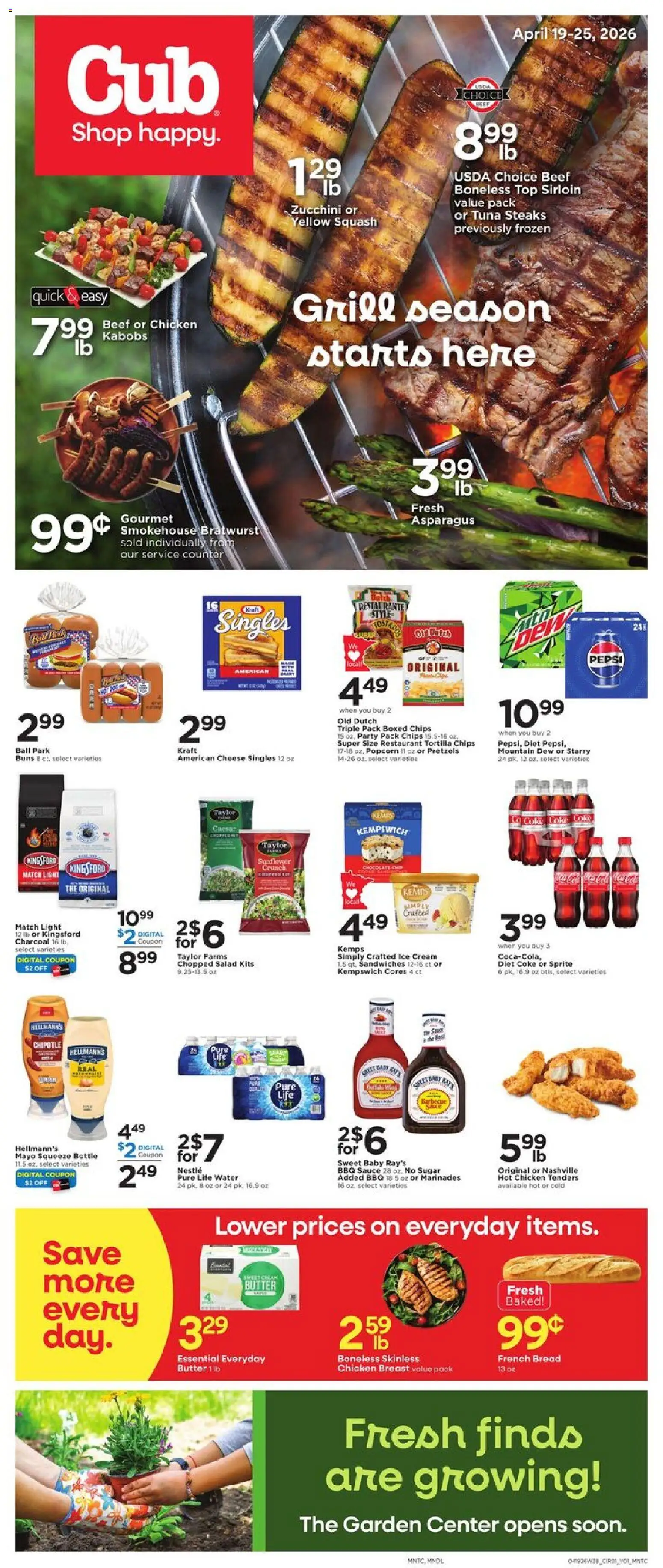 Cub Foods Weekly Savings - MN - valid from 19.04.2026 | Page: 1 | Products: Squash, Bread, Sugar, Grill