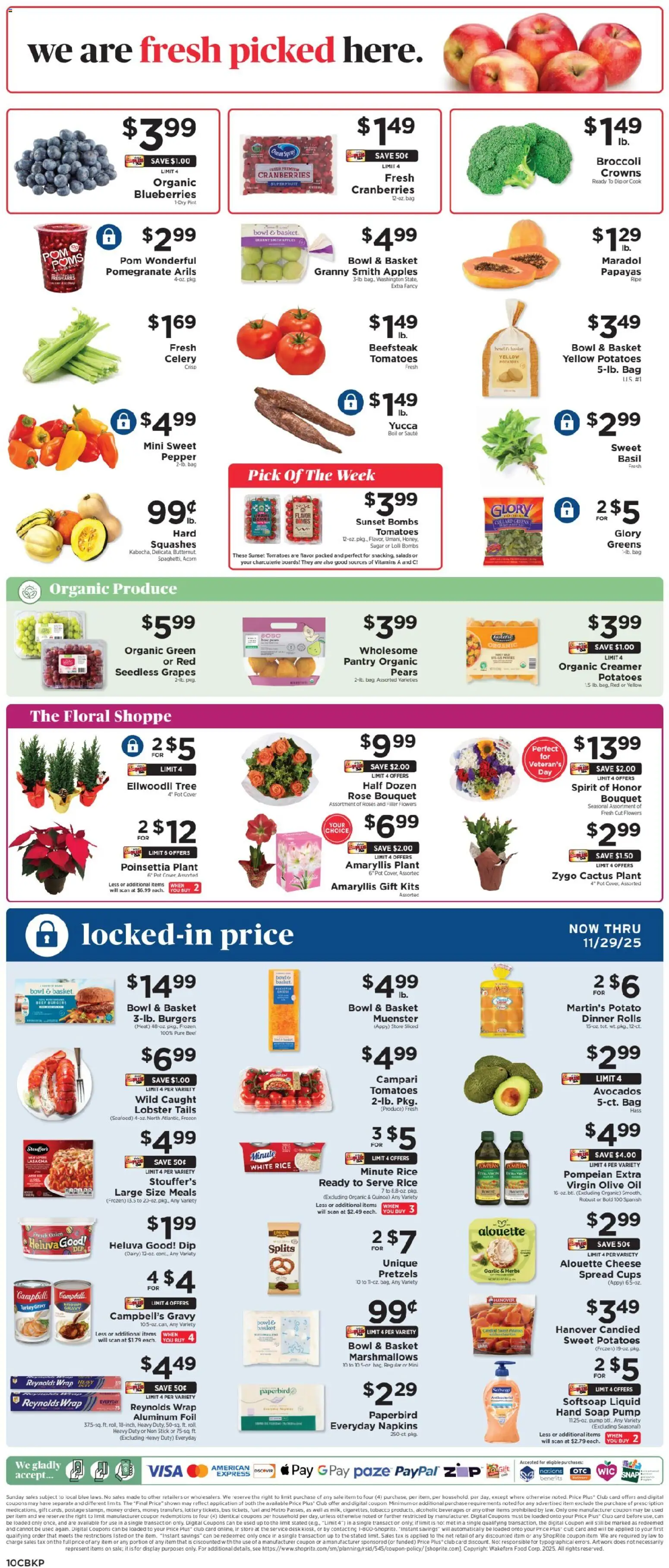 ShopRite Weekly Ad 2 - valid from 09.11.2025 | Page: 11 | Products: Papayas, Pump, Crowns, Cheese