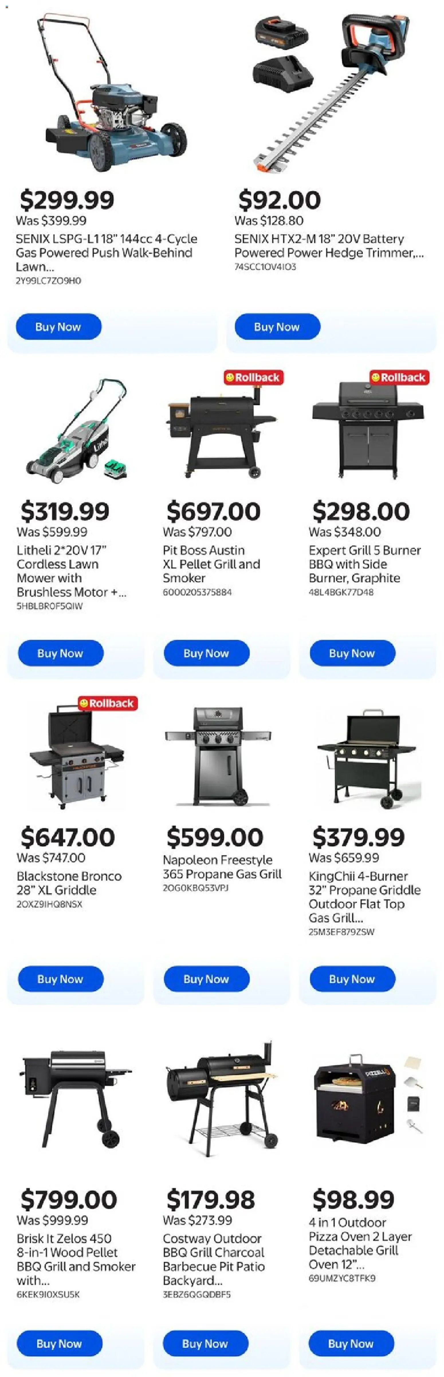 Walmart flyer valid from 30.04.2026 | Page: 3 | Products: Oven, Mower, Battery, Pizza