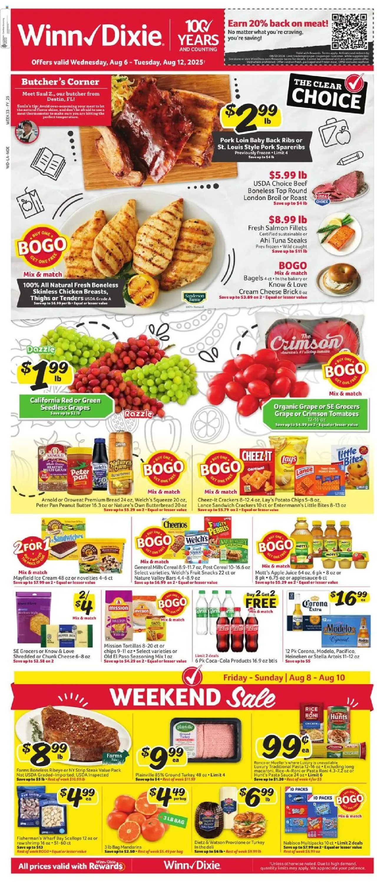 Winn Dixie Weekly Circular - LA - valid from 06.08.2025 | Page: 1 | Products: Bakery, Pasta, Cream, Bag