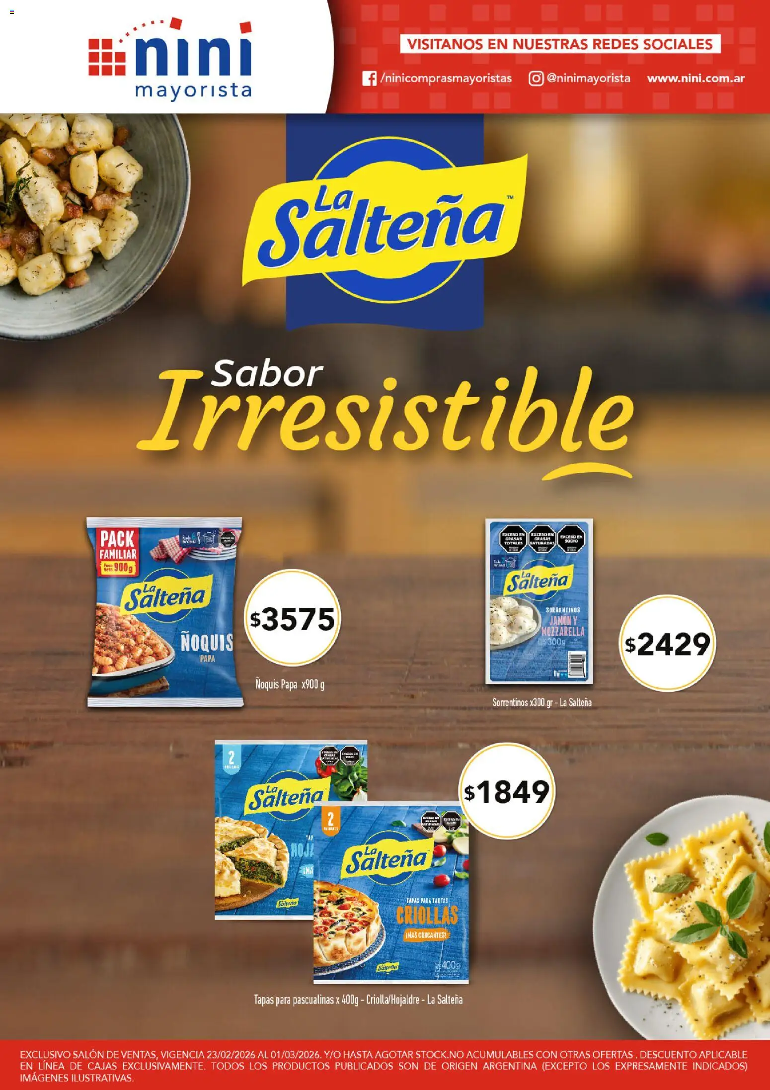 NINI Mayorista - Ofertas │ válido desde el 23.02.2026 | Página: 30 | Productos: Papa, Jamón, Ñoquis