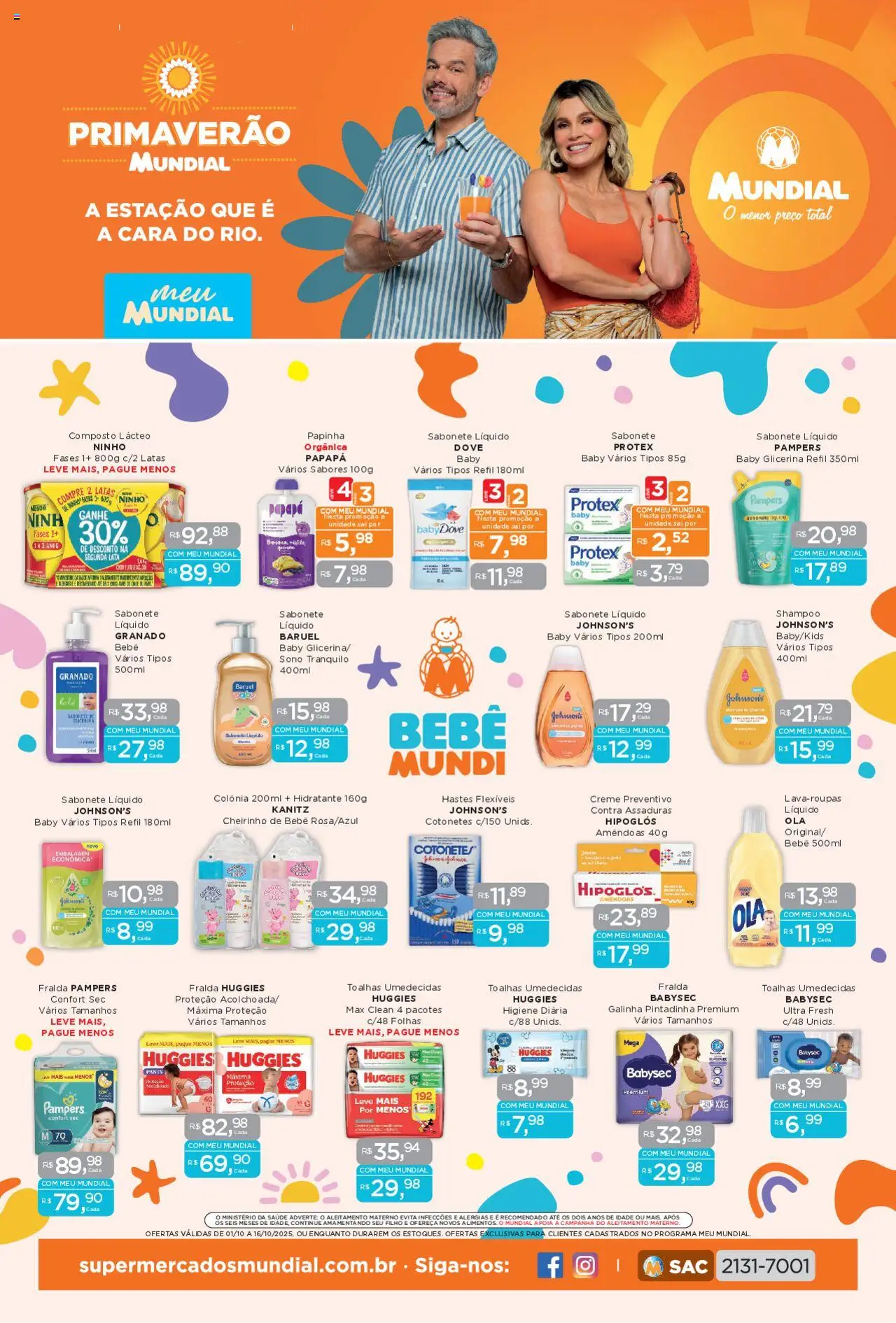 Mundial Folheto - válido de 01.10.2025 | Página: 1 | Produtos: Papinha, Amêndoas, Dove, Sabonete líquido