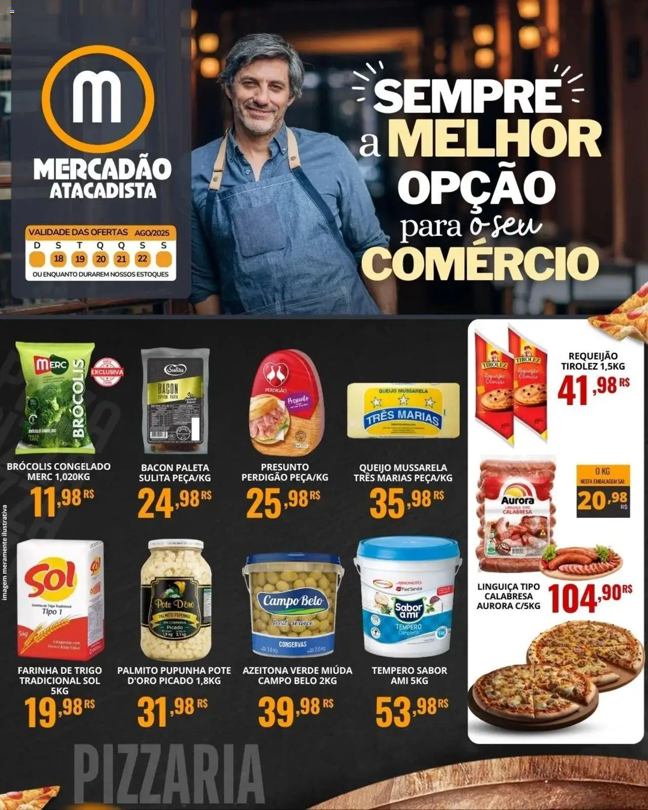 Mercadão Atacadista Folheto - válido de 18.08.2025 | Página: 1 | Produtos: Pupunha, Palmito, Linguiça, Sal