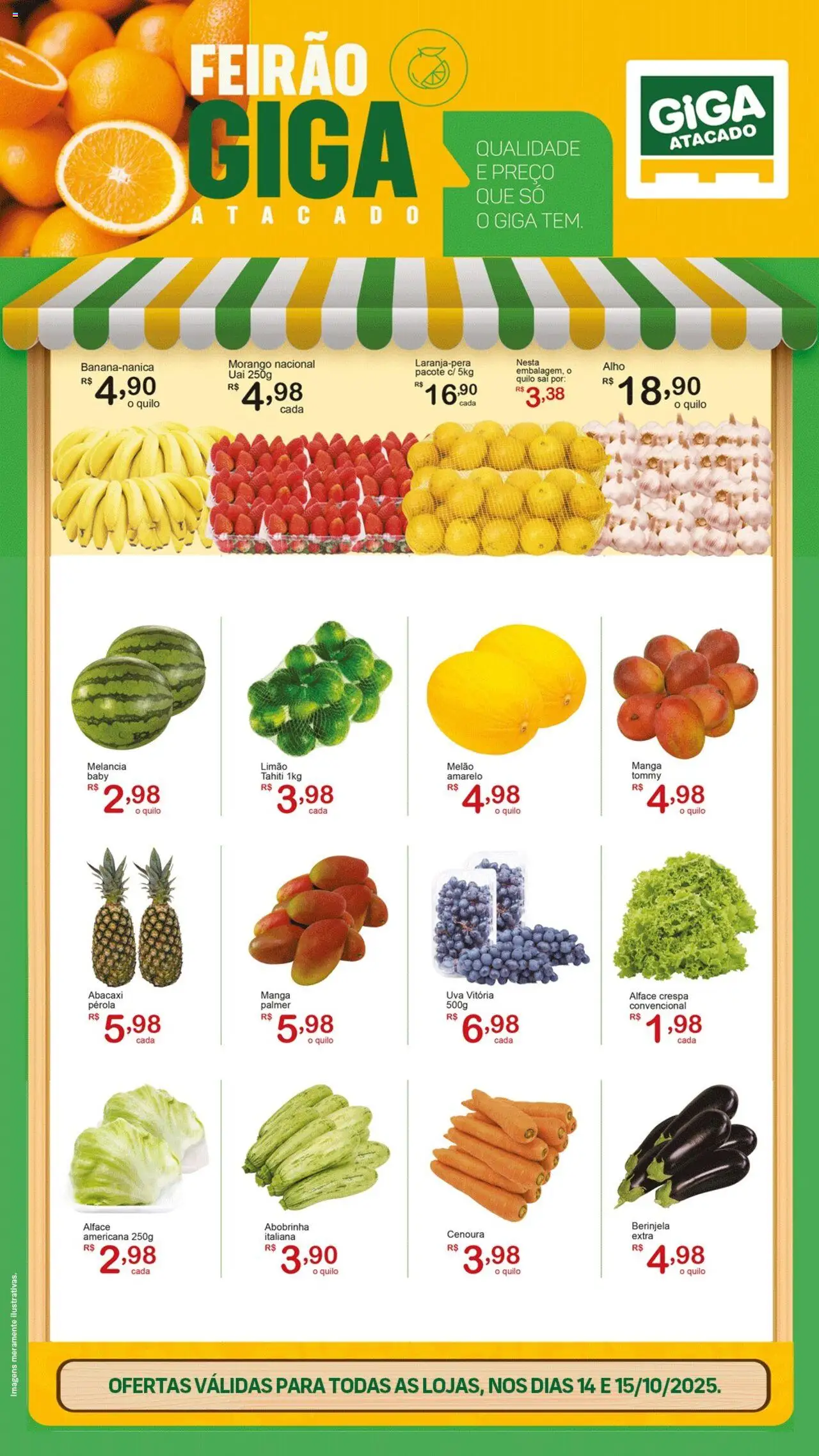GIGA Atacado Folheto - válido de 14.10.2025 | Página: 1 | Produtos: Melão, Alho, Abacaxi, Cenoura