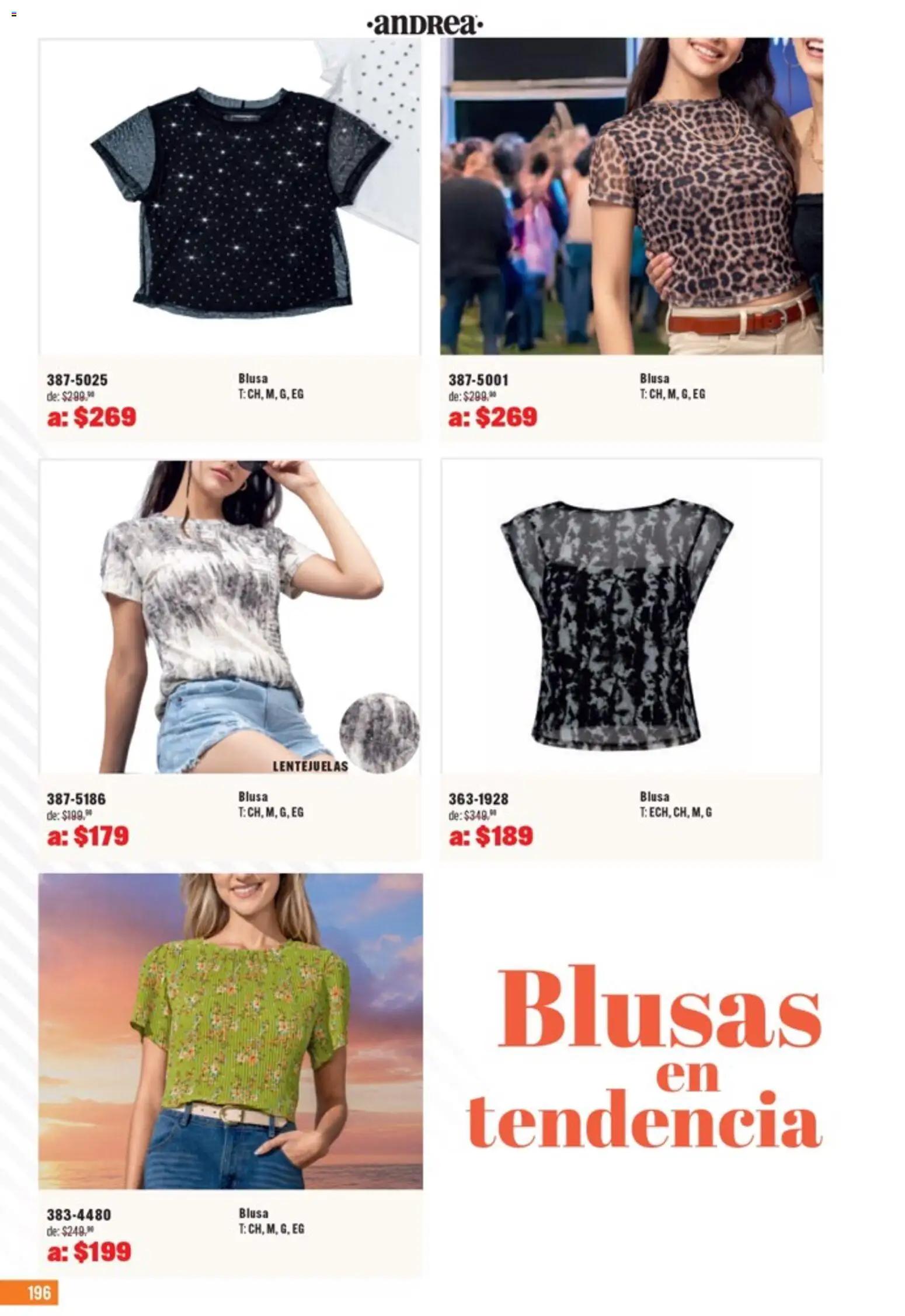 Nuevas ofertas de Andrea válidas en toda la República Mexicana desde el 05.04.2026. ¡Encuentra las mejores ofertas en Andrea catálogo Outlet! | Página: 196 | Productos: Blusa, Lentejuelas