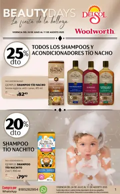 Vista previa de Del Sol y Woolworth - La Fiesta de la Belleza - Pasillo Genomma Julio, nuevo folleto de la tienda, válido en México a partir del 24.07.2025