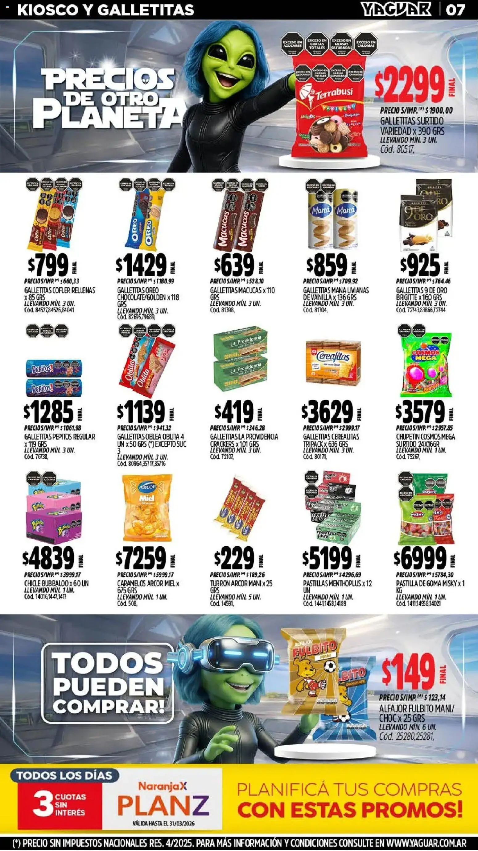 Yaguar - Oferta Semanal Misiones │ válido desde el 02.03.2026 | Página: 7 | Productos: Mani, Chicle, Alfajor, Turrón
