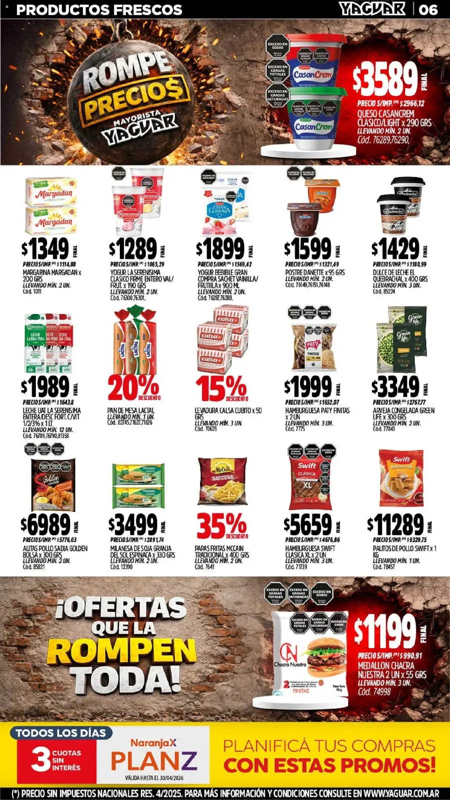 Yaguar - Oferta Semanal San Juan │ válido desde el 20.04.2026 | Página: 7 | Productos: Arveja, Pollo, Queso, Pan