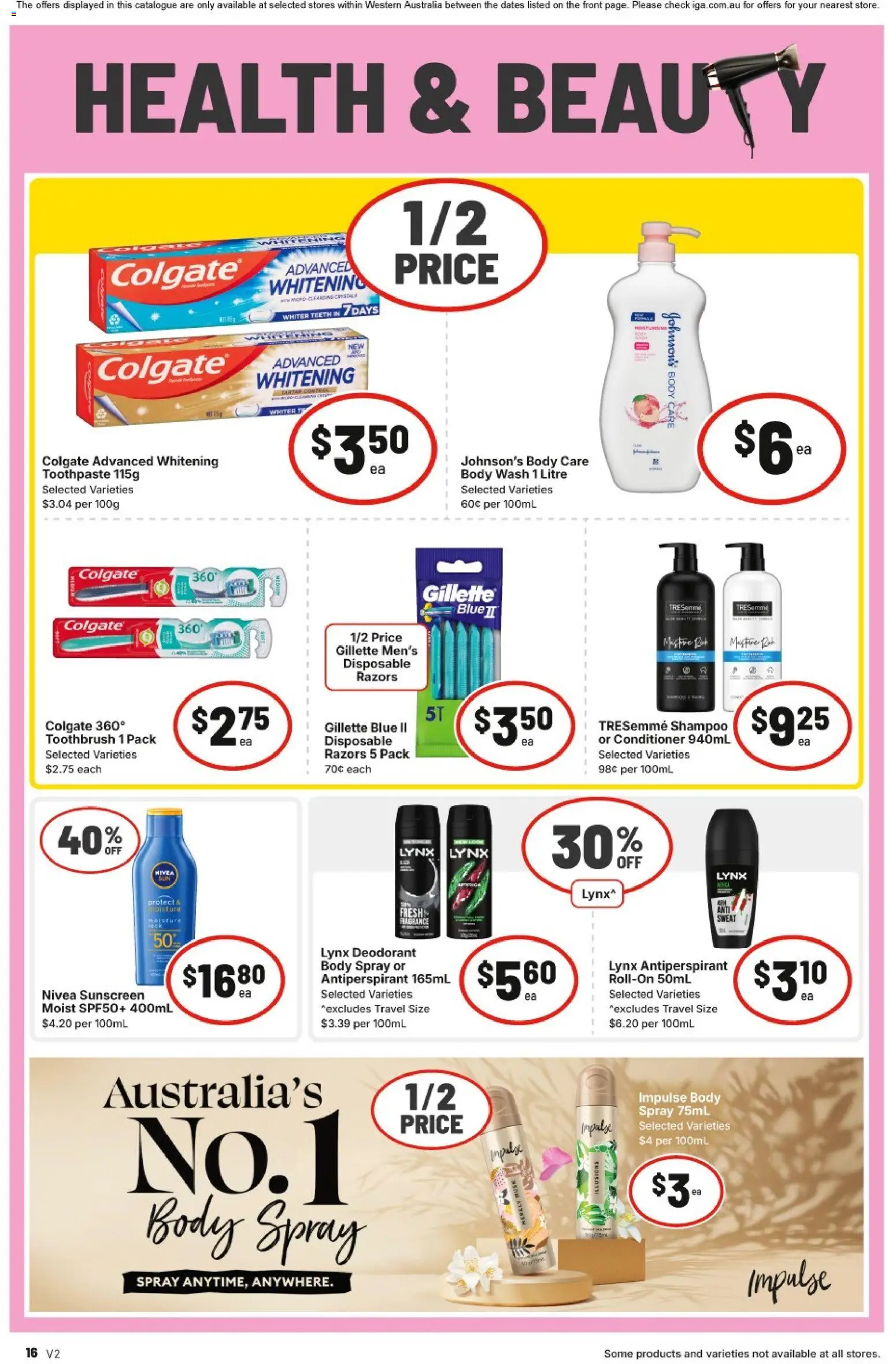 IGA catalogue - valid from 25.02.2026 | Page: 16 | Products: Sunscreen, Deodorant, Toothbrush, Razors