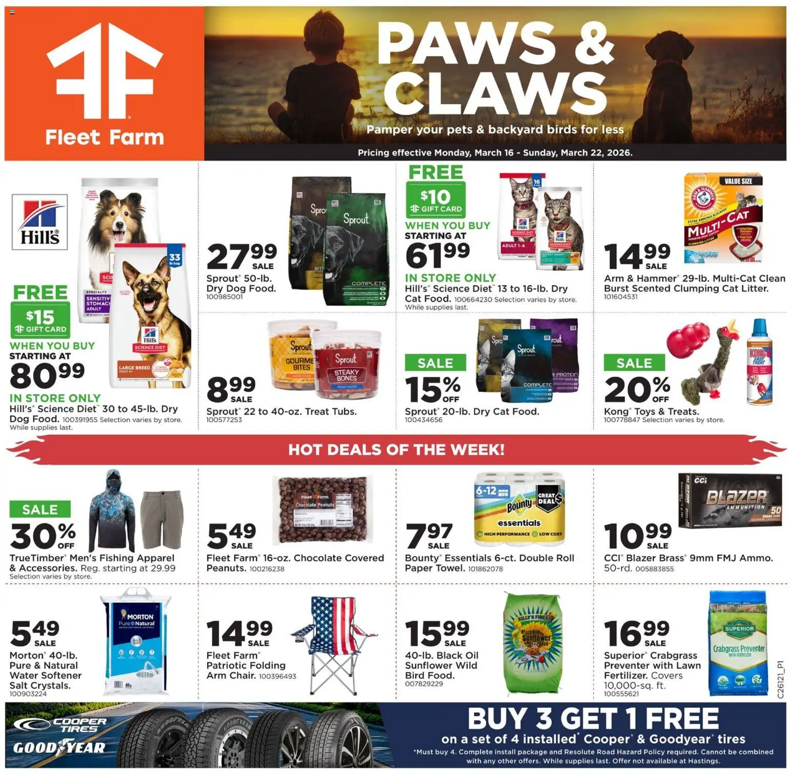 Mills Fleet Farm Weekly Ad - valid from 16.03.2026 | Page: 1 | Products: Hammer, Oil, Water, Case