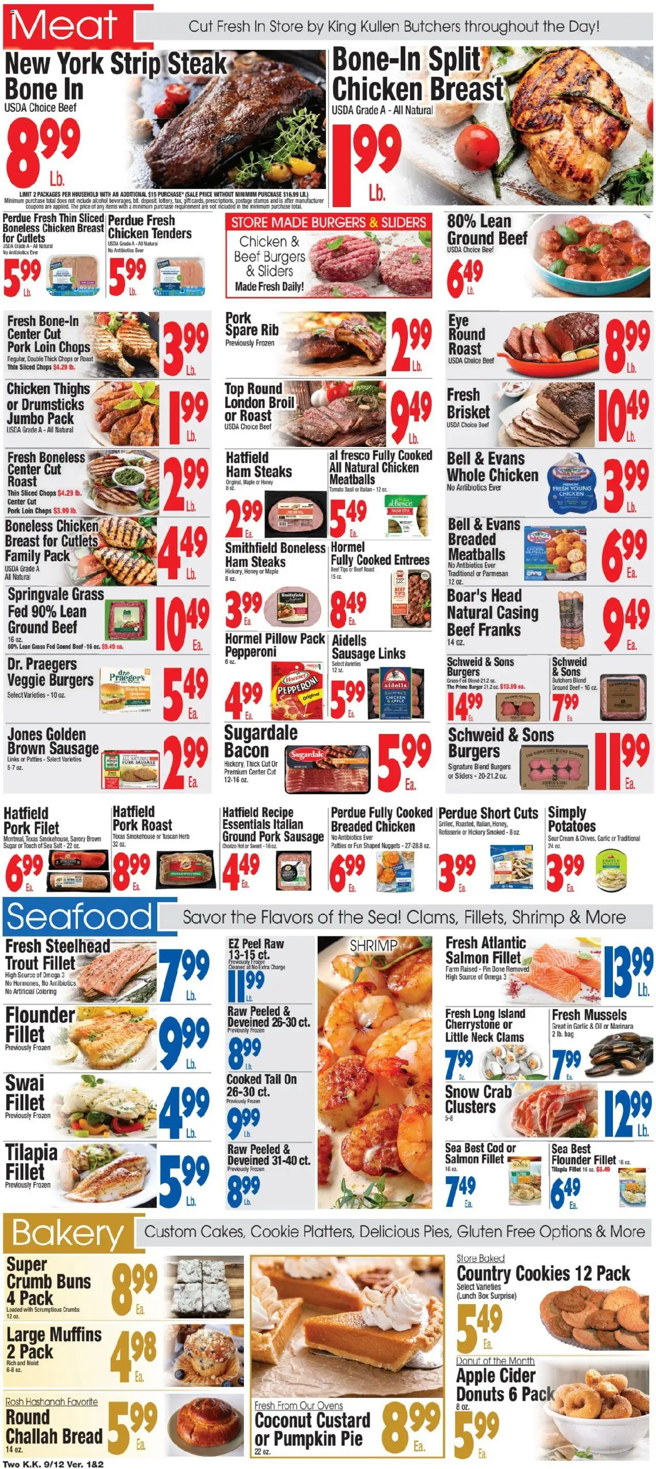 King Kullen Weekly Ad - valid from 12.09.2025 | Page: 2 | Products: Cider, Pork, Potatoes, Bag