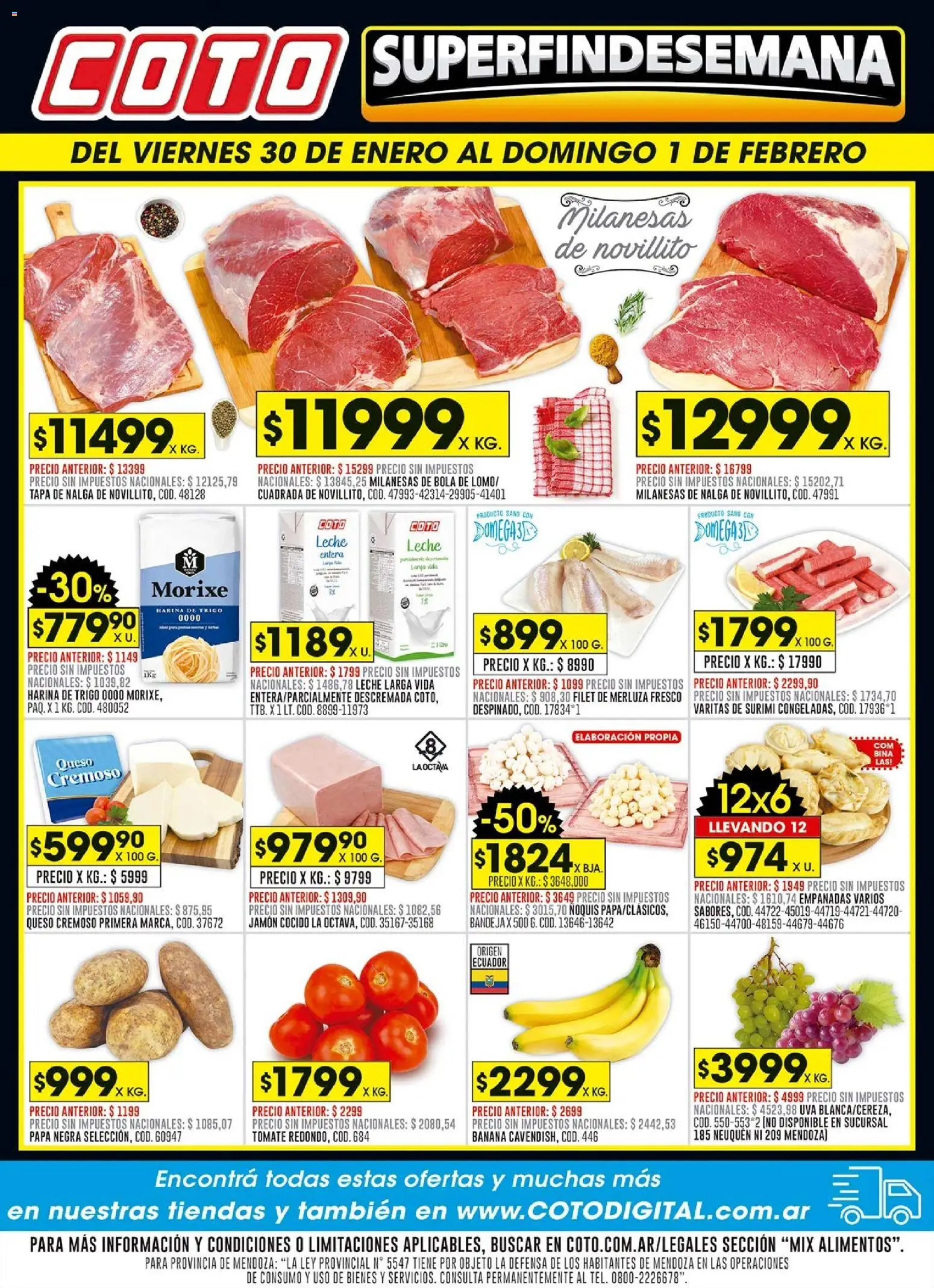 Coto - Mix │ válido desde el 30.01.2026 | Página: 1 | Productos: Banana, Tomate, Queso, Jamón