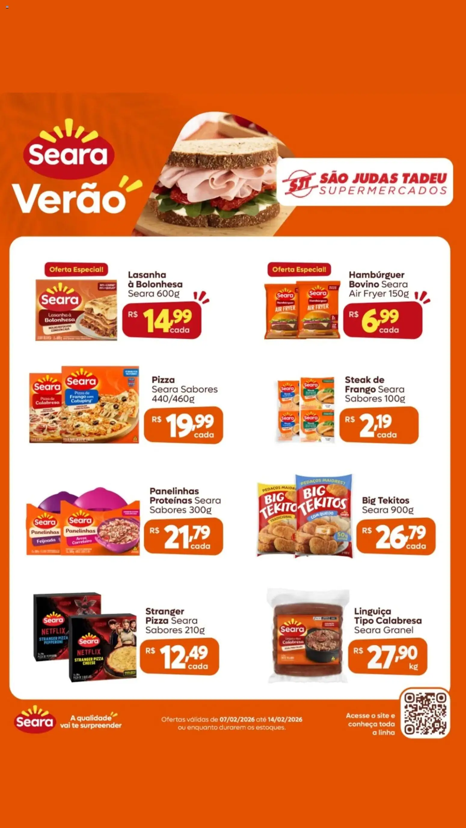 São Judas Tadeu Folheto - válido de 07.02.2026 | Página: 1 | Produtos: Air fryer, Catupiry, Hambúrguer, Frango