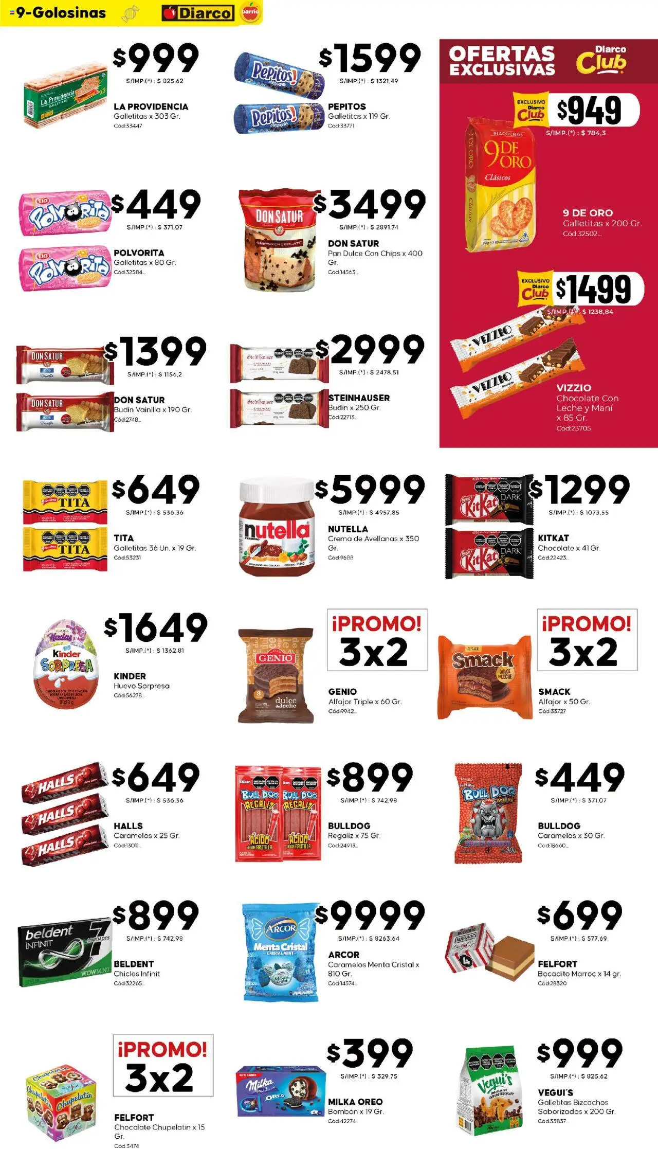 Diarco - Ofertas Barrio │ válido desde el 20.10.2025 | Página: 9 | Productos: Galletitas, Chicles, Frutilla, Leche