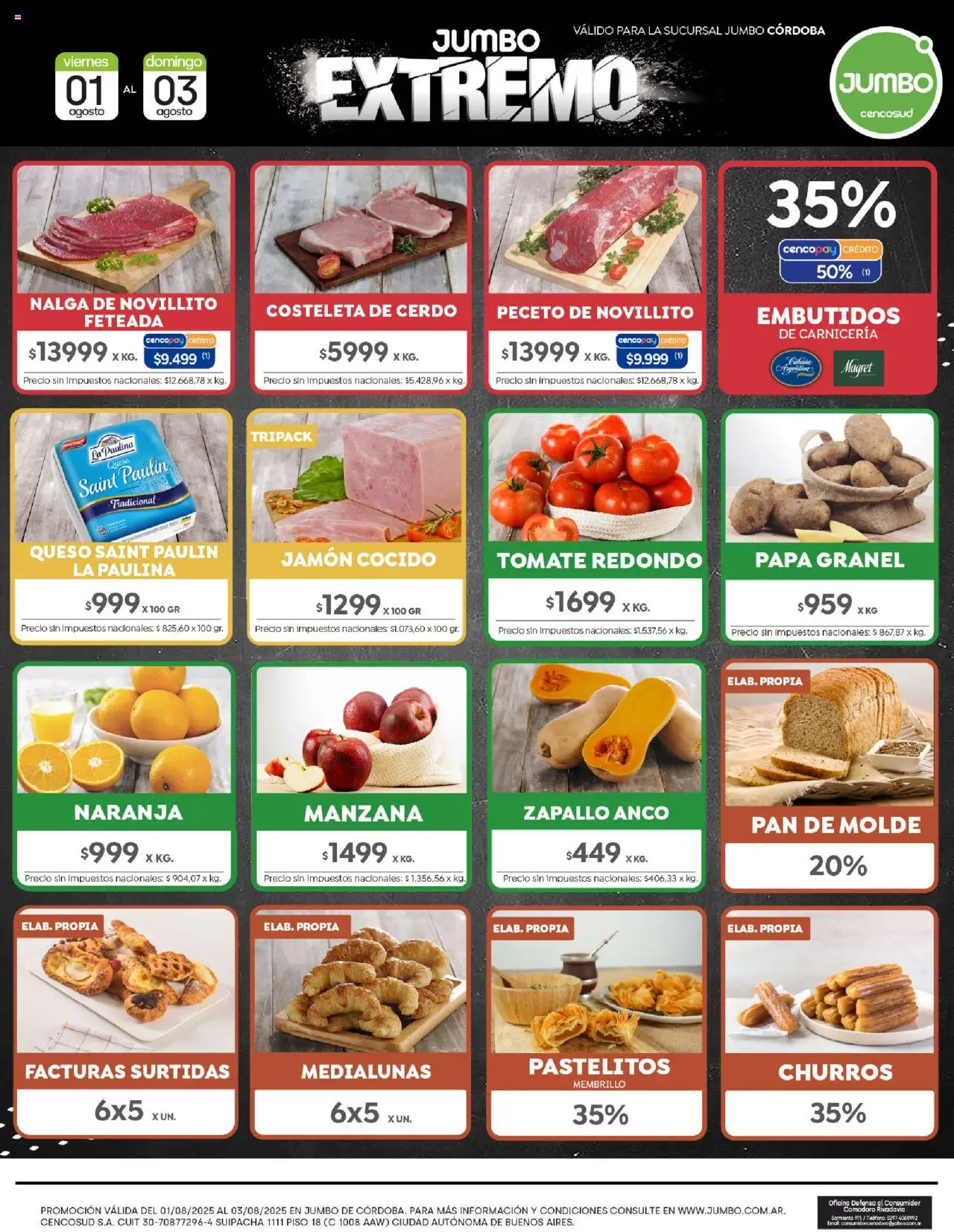 Jumbo ofertas - Córdoba │ válido desde el 01.08.2025 | Página: 7 | Productos: Teléfono, Zapallo, Jamón cocido, Jamón