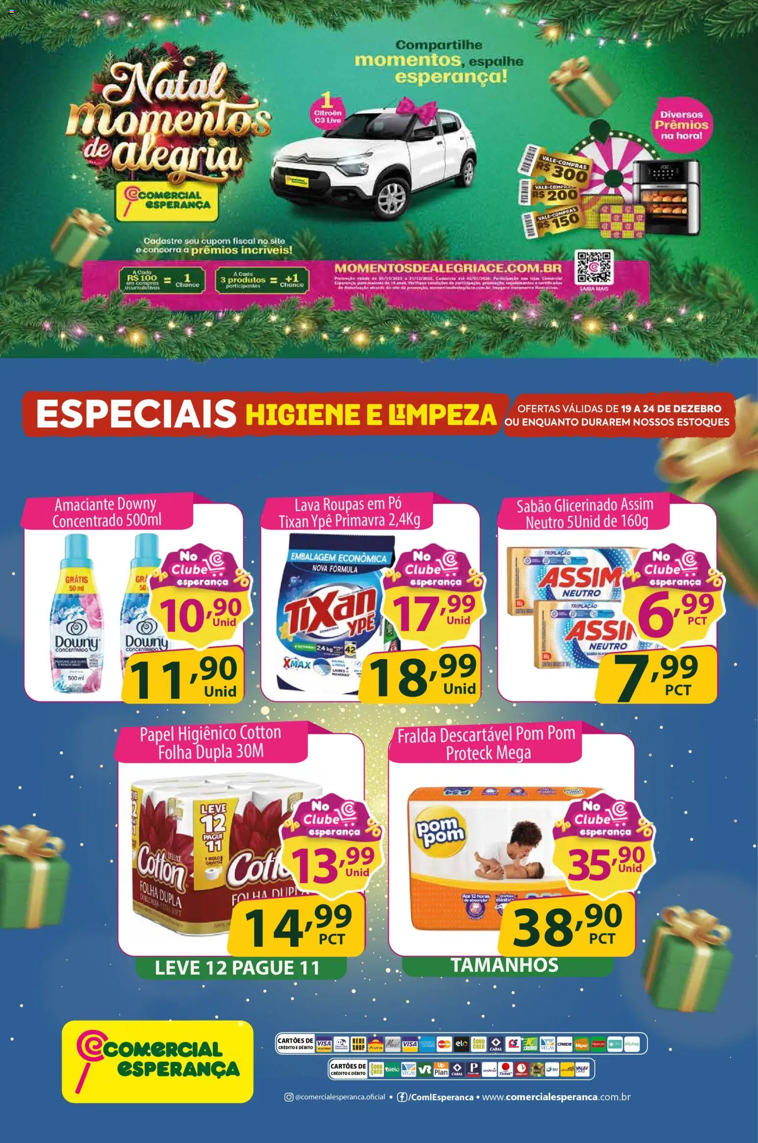 Comercial Esperança Folheto - válido de 19.12.2025 | Página: 1 | Produtos: Amaciante downy, Roupas, Papel higiênico, Amaciante