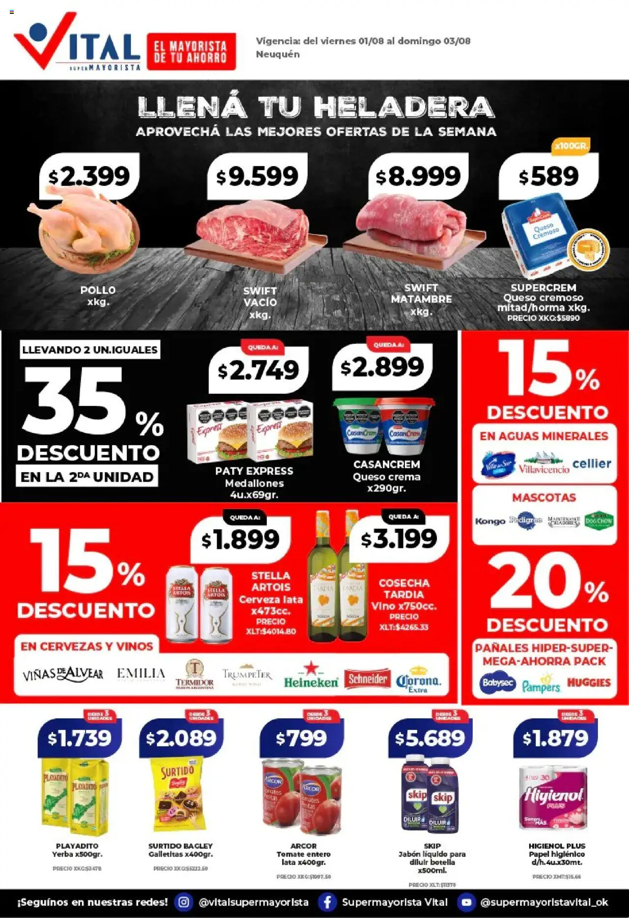 Vital - Llená tu heladera - Neuquén │ válido desde el 01.08.2025 | Página: 1 | Productos: Botella, Jabón, Heladera, Vino