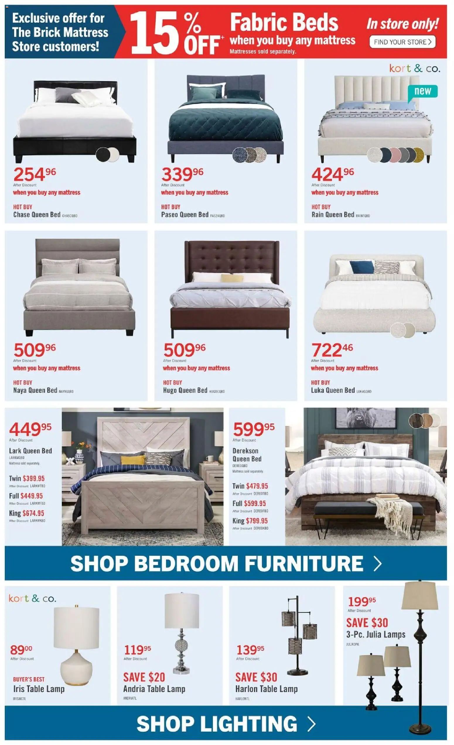 The Brick flyer valid from 28.10.2025 | Page: 6 | Products: Bed, Mattress, Table, Lamp