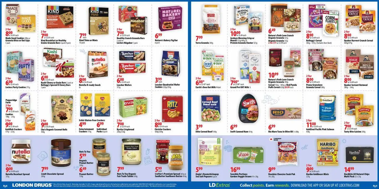 London Drugs flyer valid from 08.08.2025 | Page: 5 | Products: Fish, Beef, Chips, Cookies