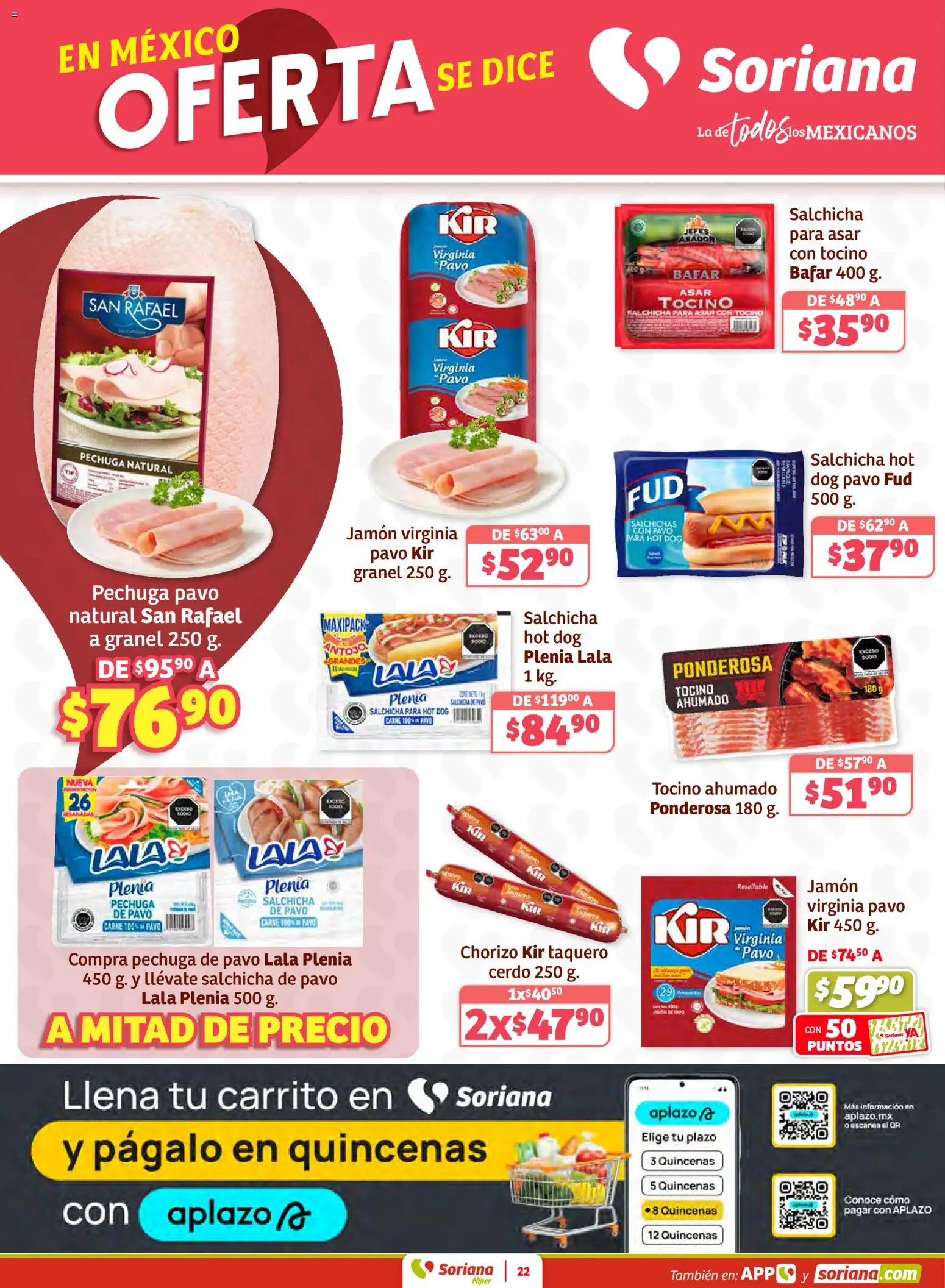 Nuevas ofertas de Soriana válidas en toda la República Mexicana desde el 12.02.2026. ¡Encuentra las mejores ofertas en Soriana - Preciazazaso Híper: BCS, Jal, Nay, Sin, Son! | Página: 22 | Productos: Tocino, Salchicha, Jamón, Chorizo