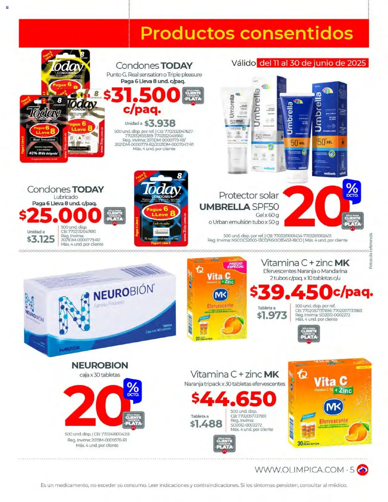 Olímpica revista - valida desde el 01.06.2025 | Página: 5 | Productos: Tableta, Caja, Protector solar, Emulsión