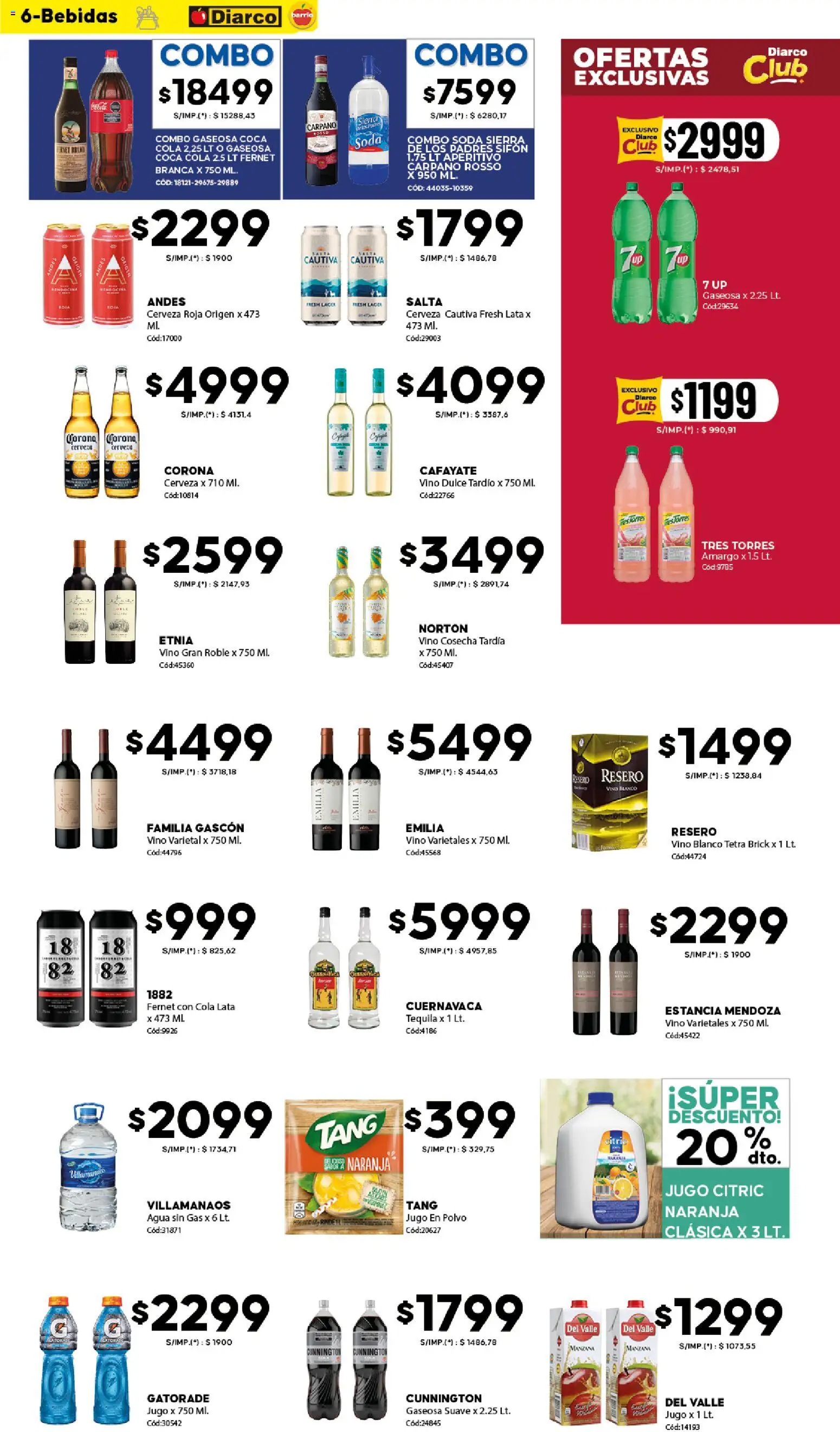 Diarco - Ofertas Diarco Barrio │ válido desde el 30.03.2026 | Página: 6 | Productos: Gaseosa, Jugo, Vino, Cerveza